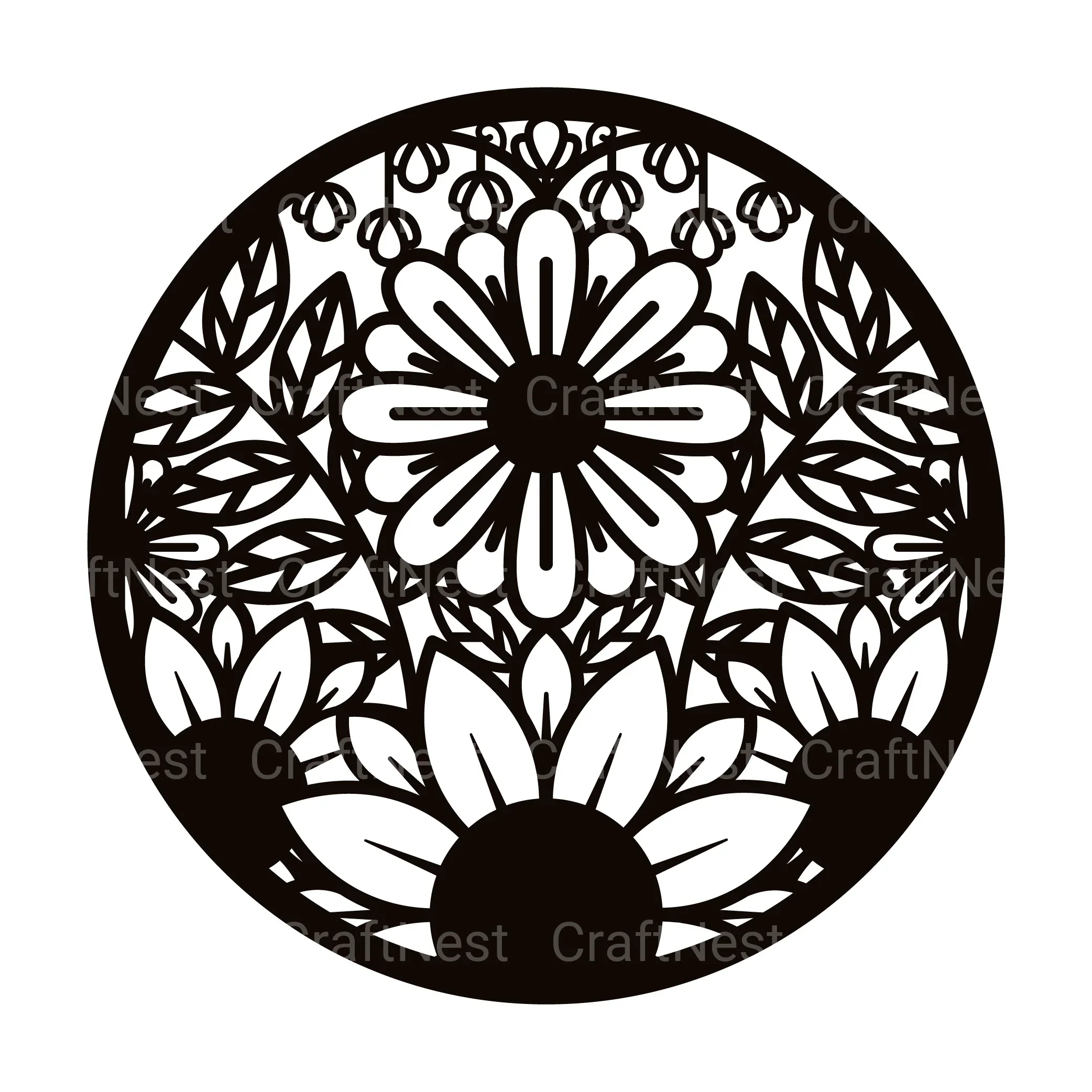 Flower Round 3D Layered Papercut Clipart Bundle - Image 2