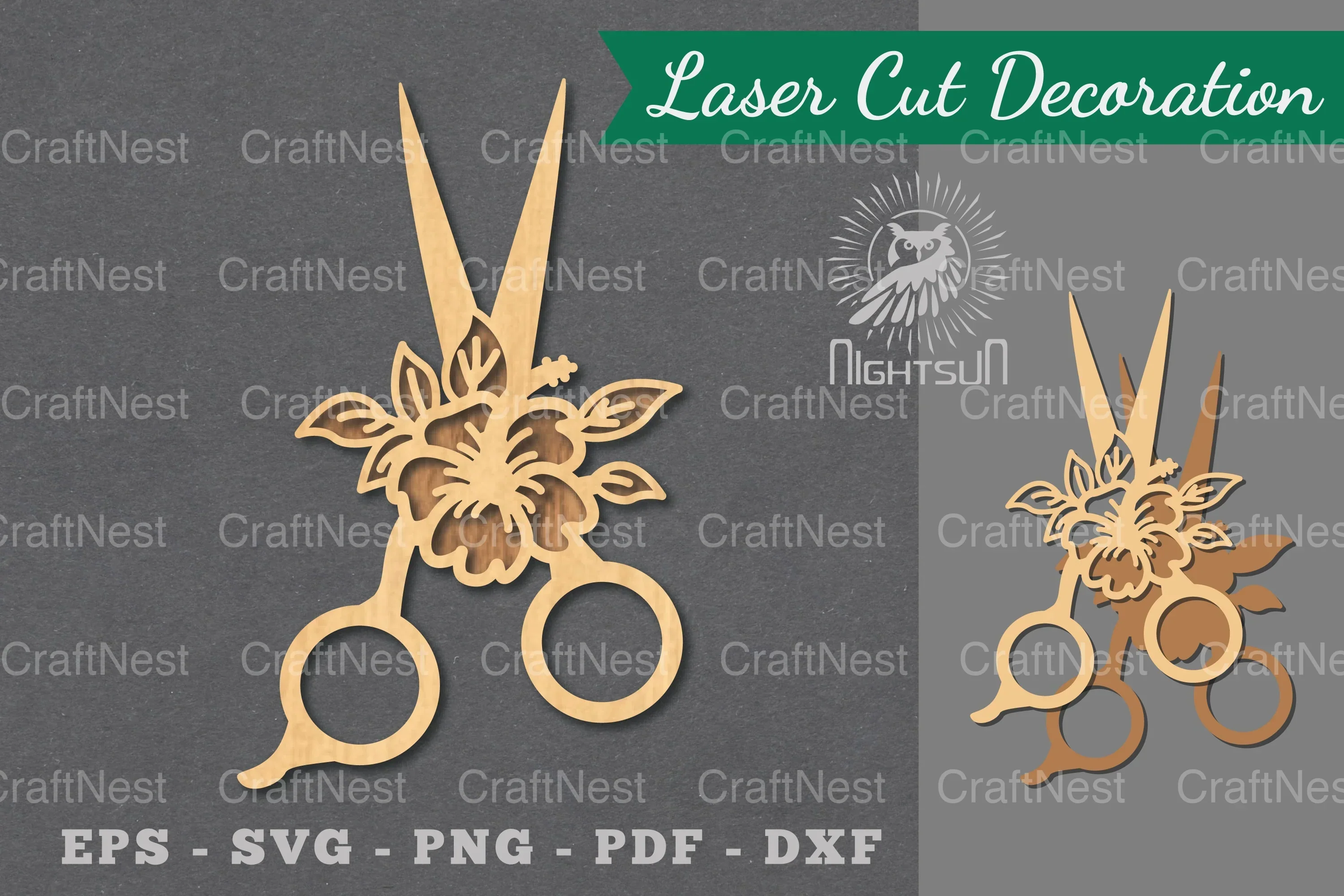 Flower Scissors Laser Cut Decoration Clipart Bundle