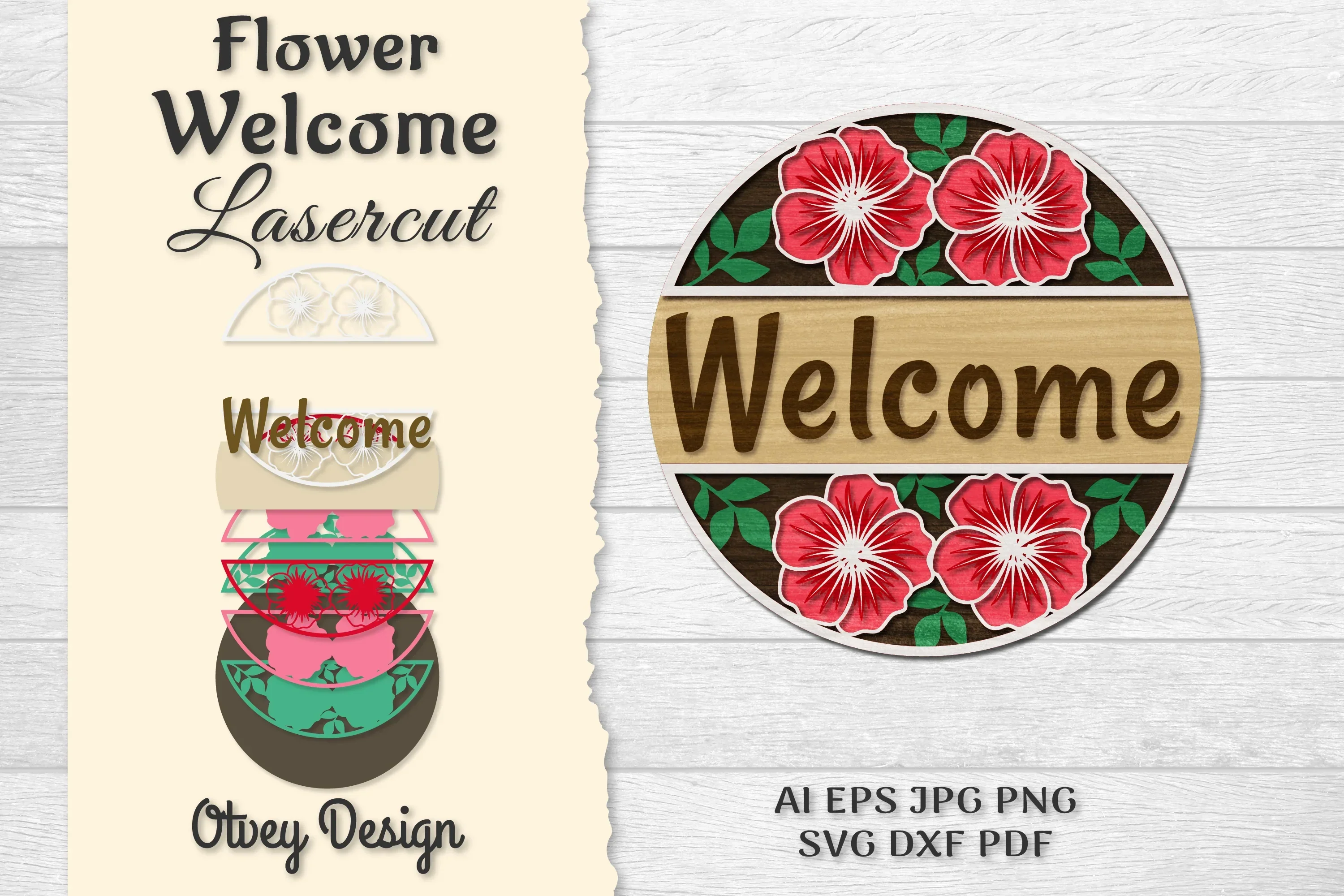 Flower Welcome Lasercut SVG Bundle