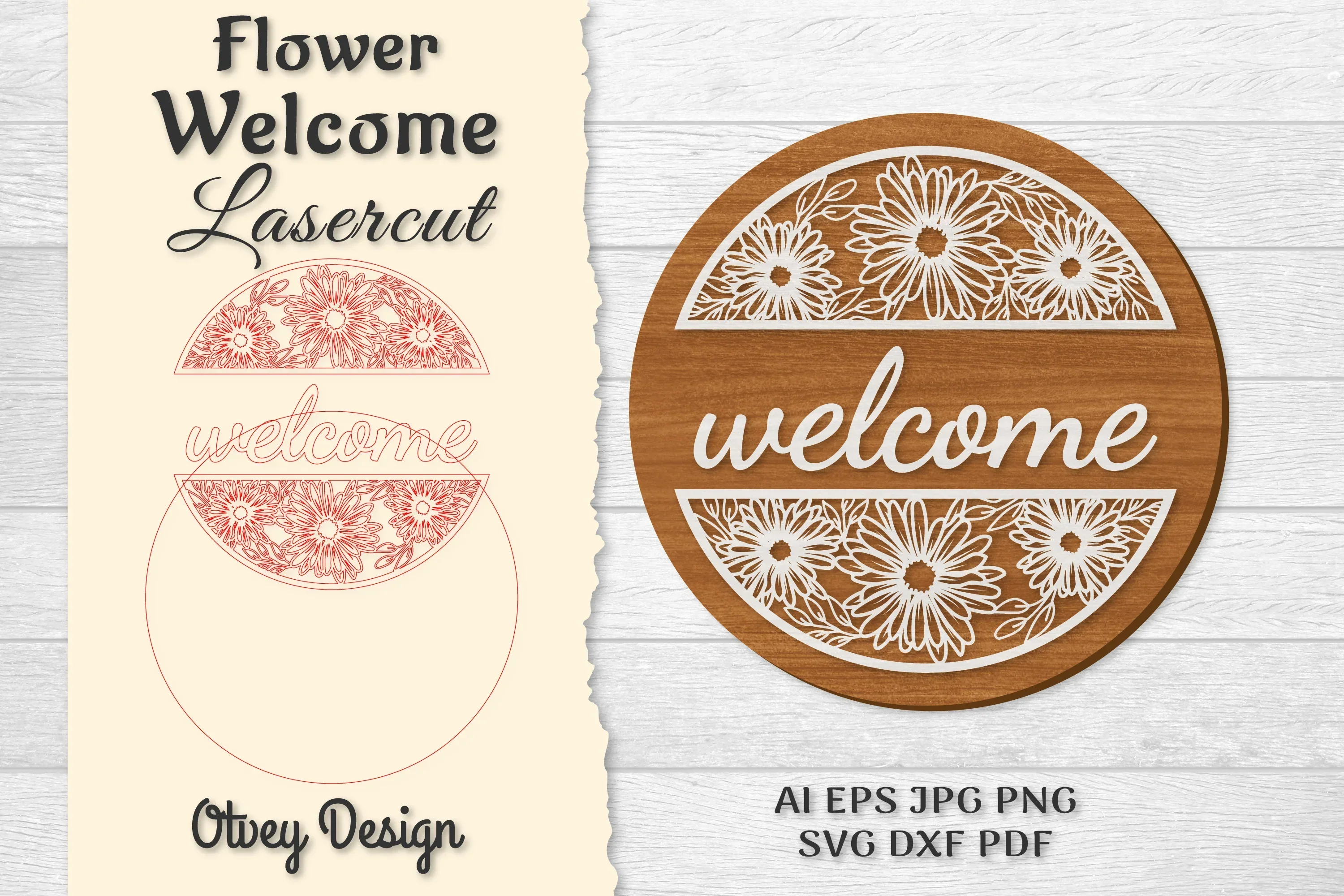 Flower Welcome Lasercut SVG Bundle