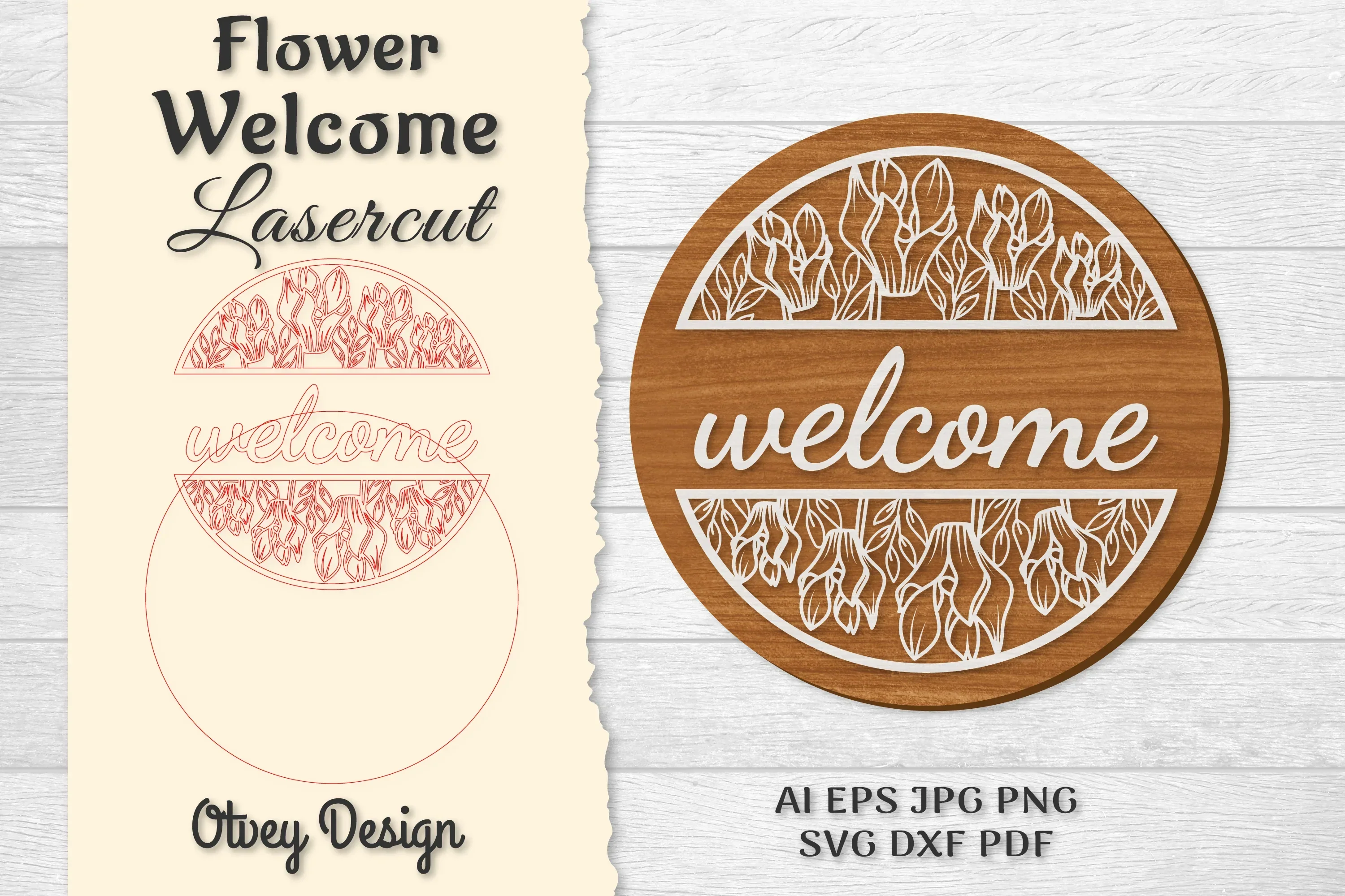 Flower Welcome Lasercut SVG Bundle