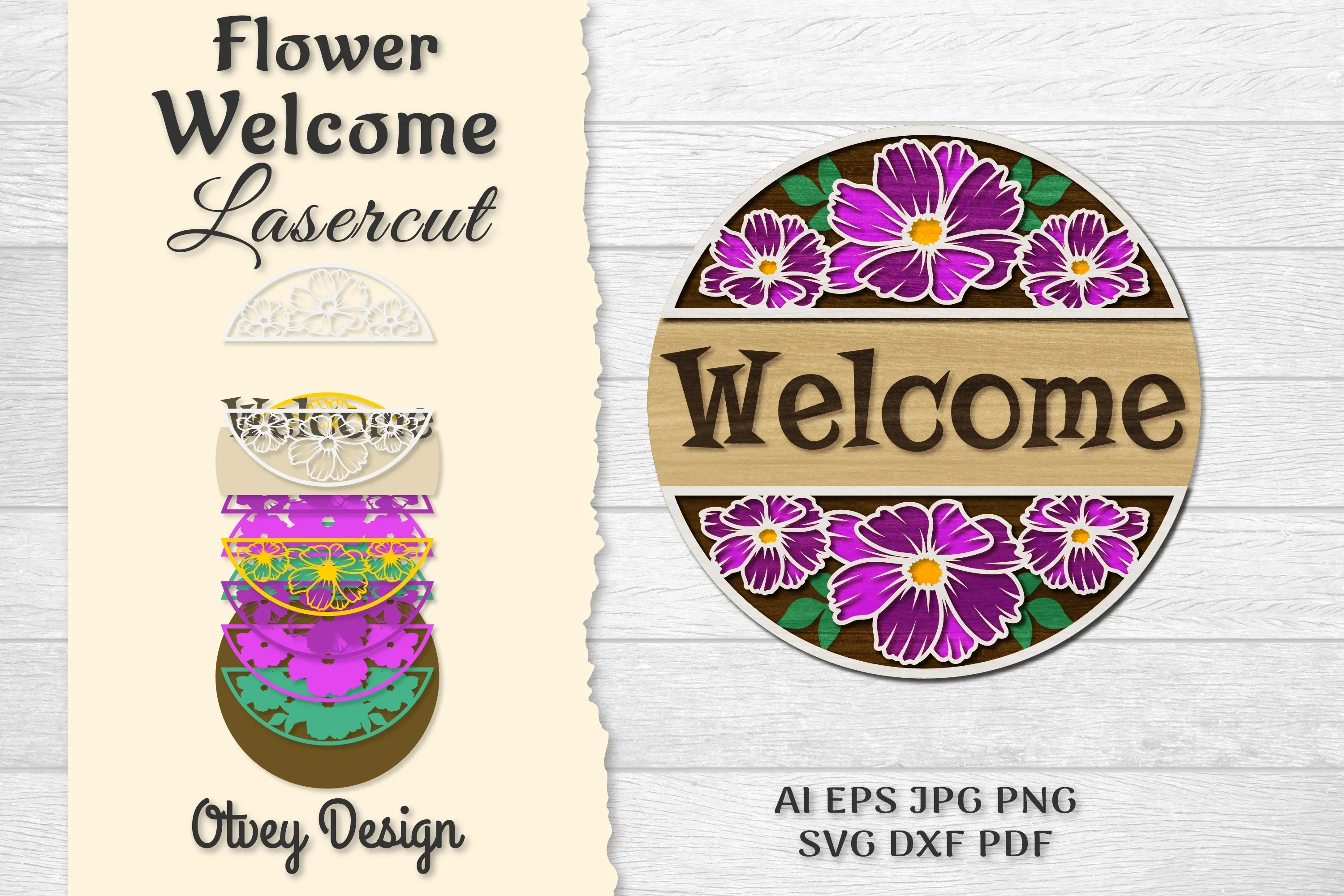 Flower Welcome Lasercut SVG Bundle