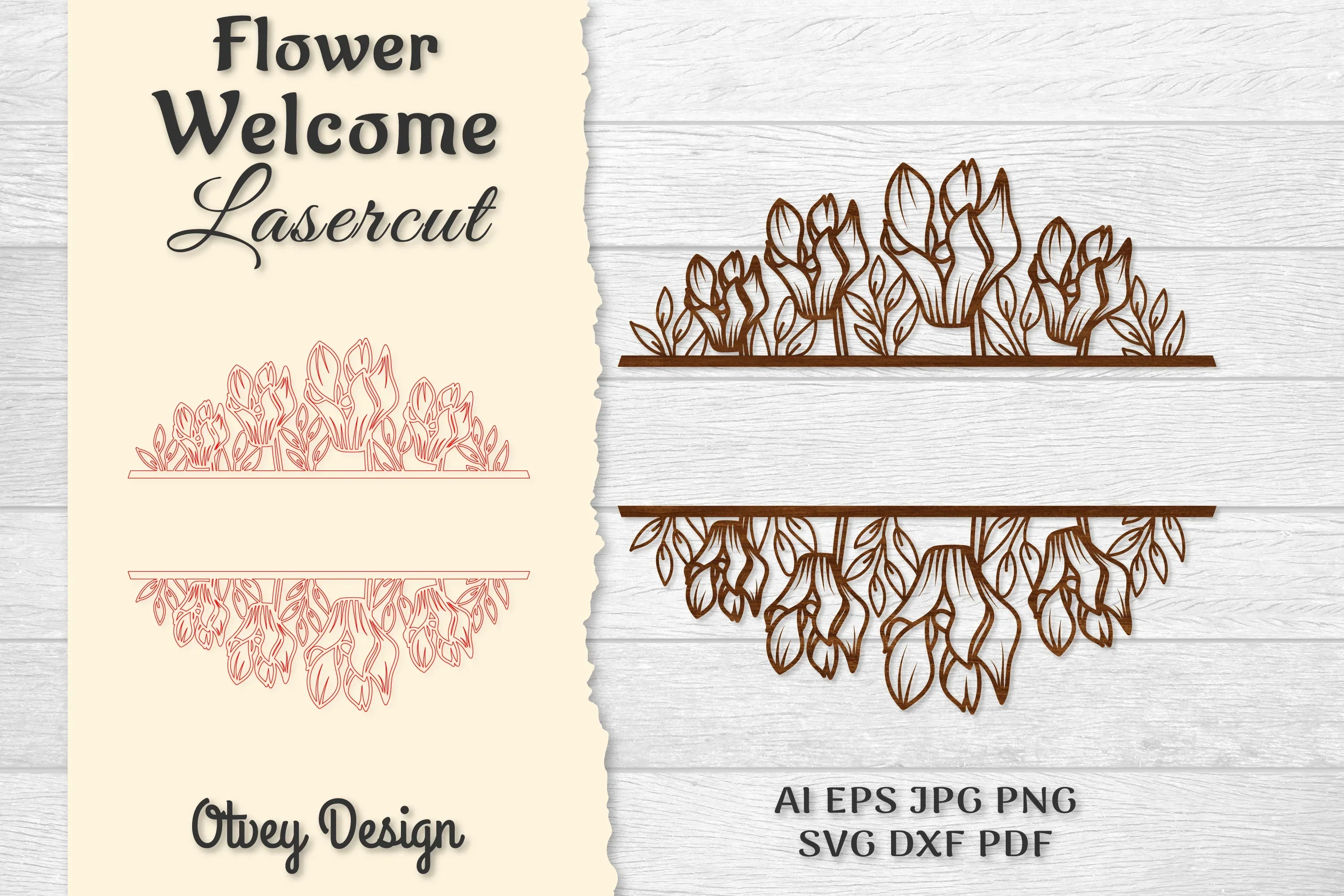 Flower Welcome Slip Lasercut SVG Bundle