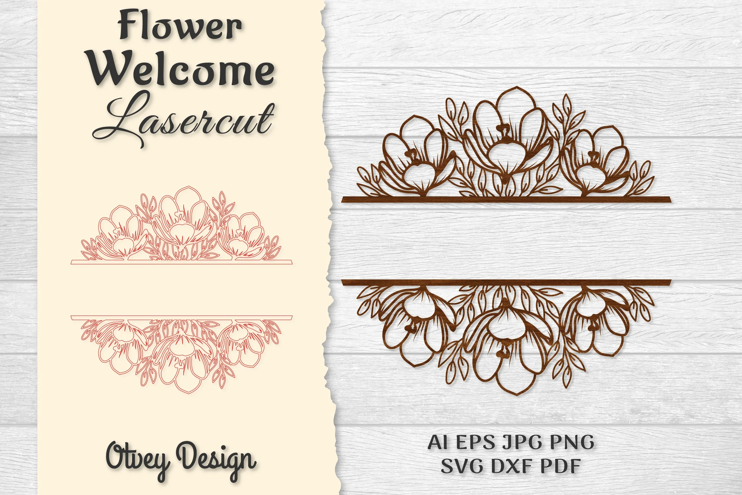 Flower Welcome Slip Lasercut SVG Bundle