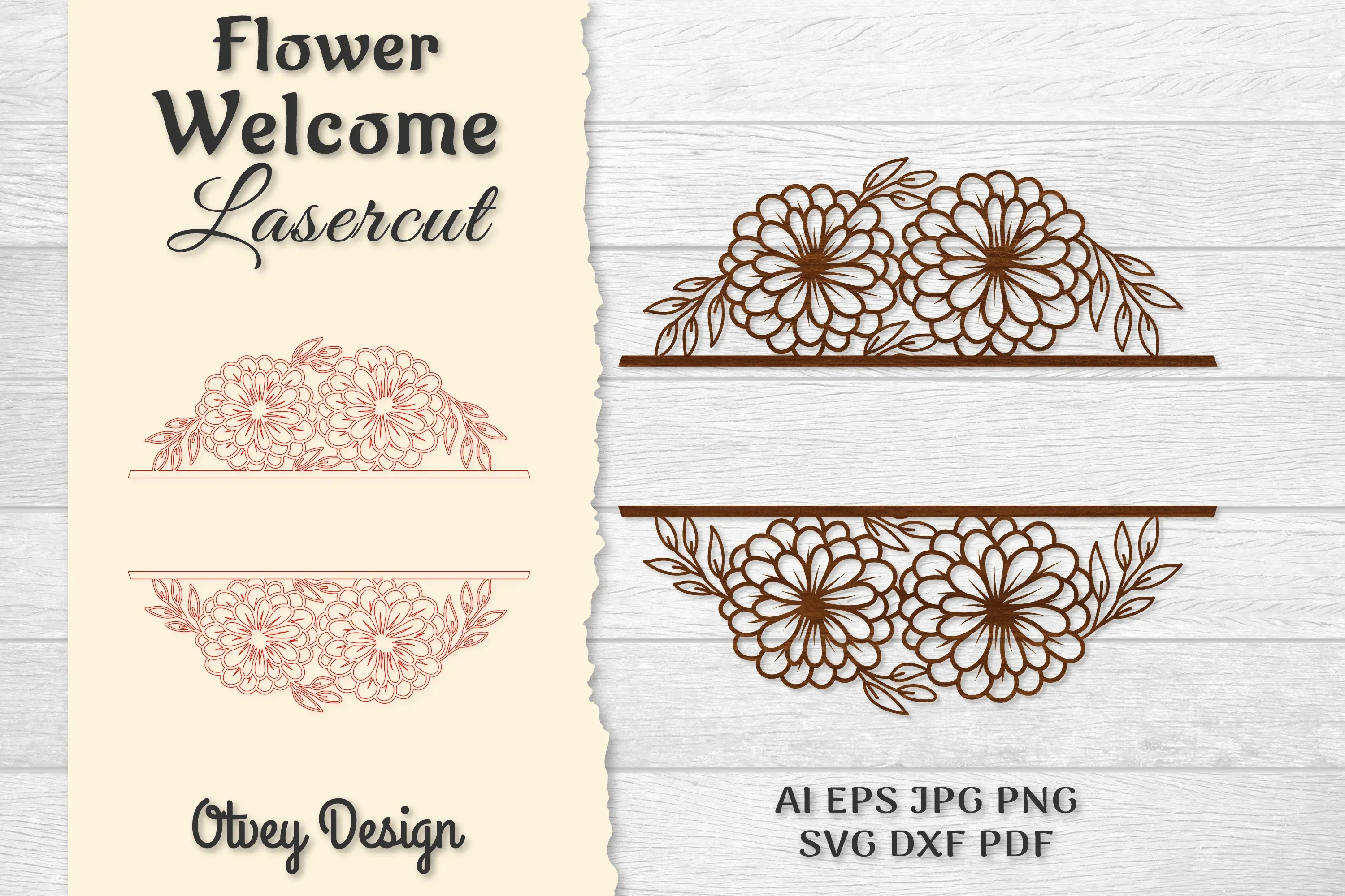 Flower Welcome Slip Lasercut SVG Bundle