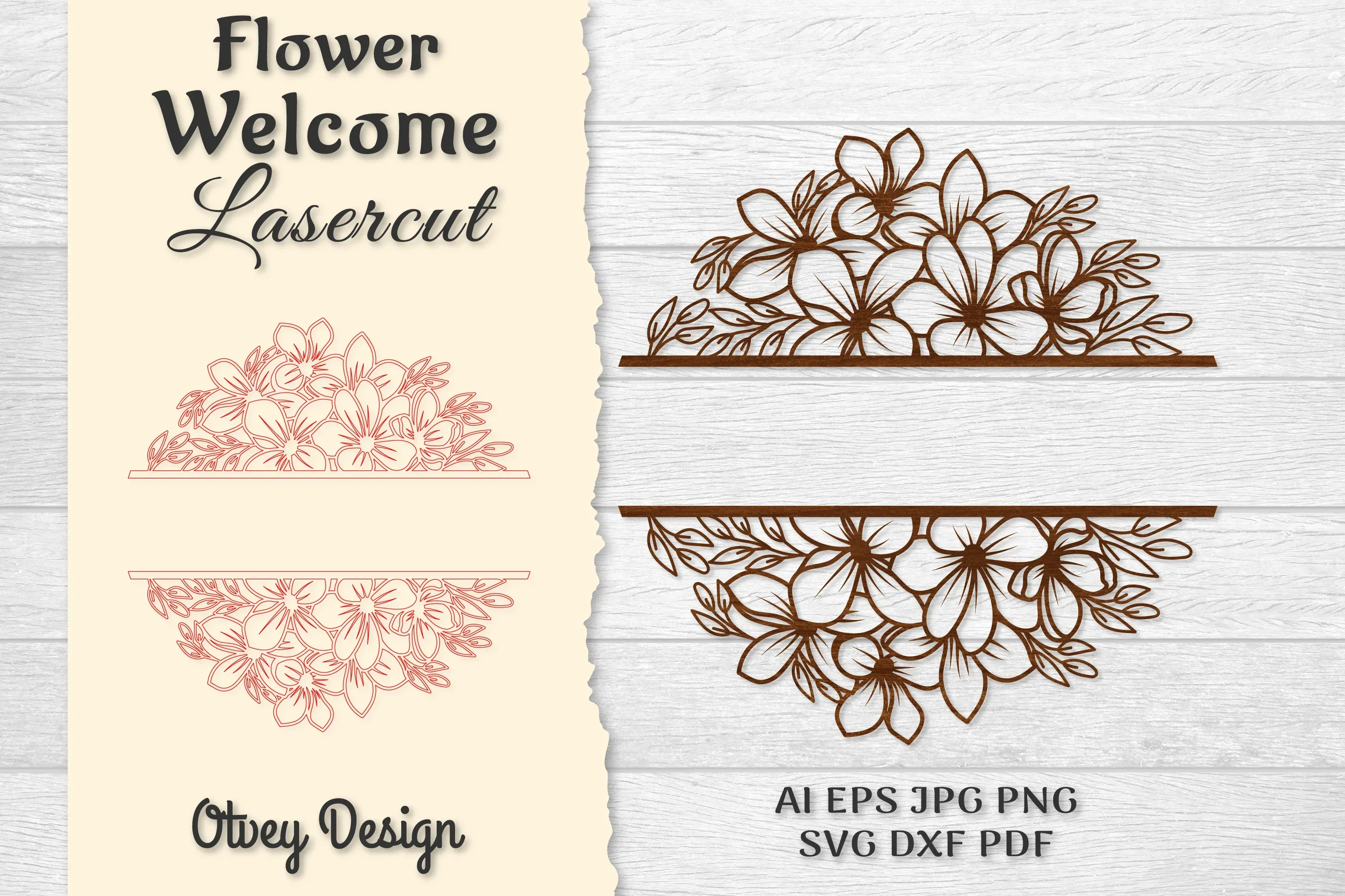 Flower Welcome Slip Lasercut SVG Bundle