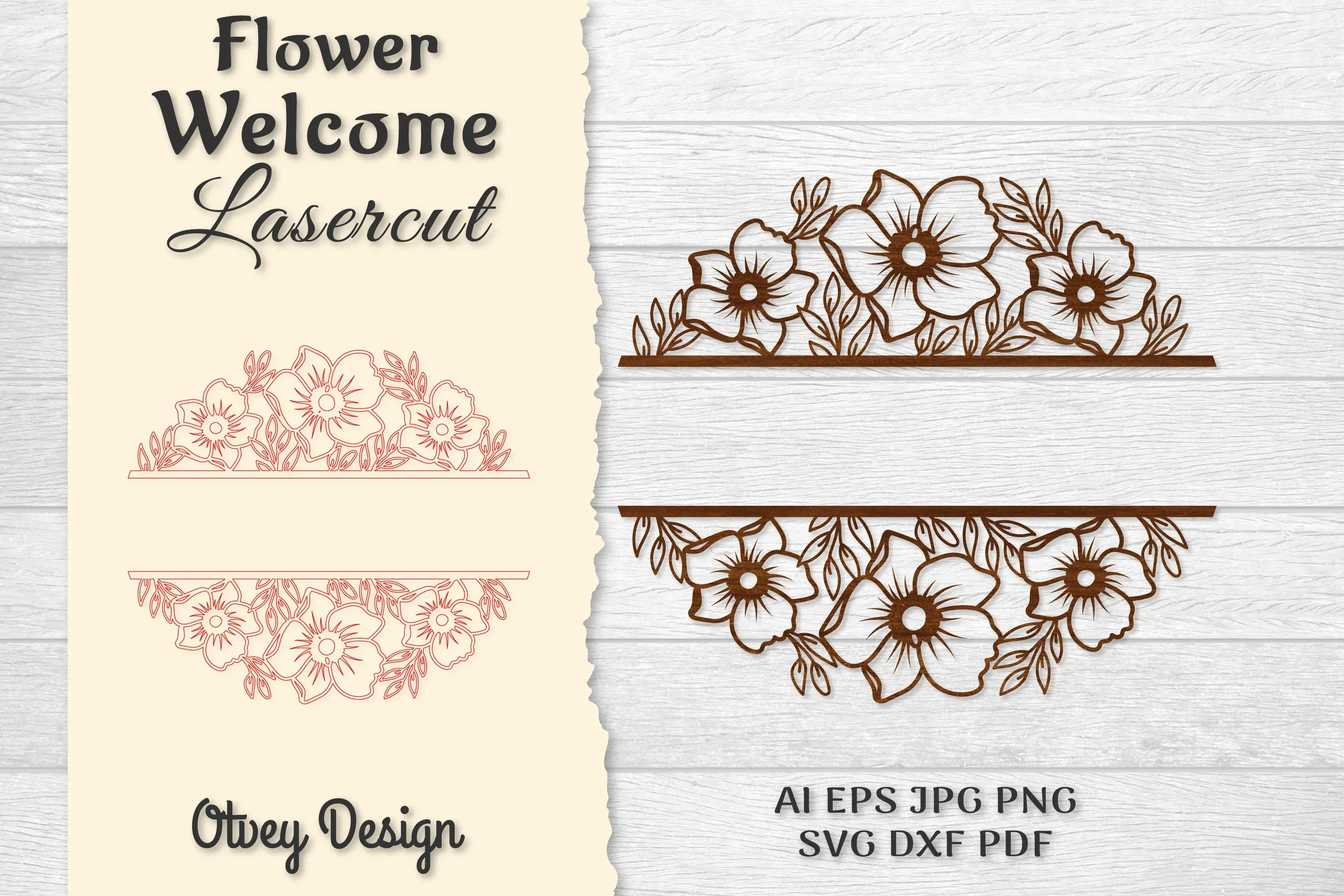 Flower Welcome Slip Lasercut SVG Bundle