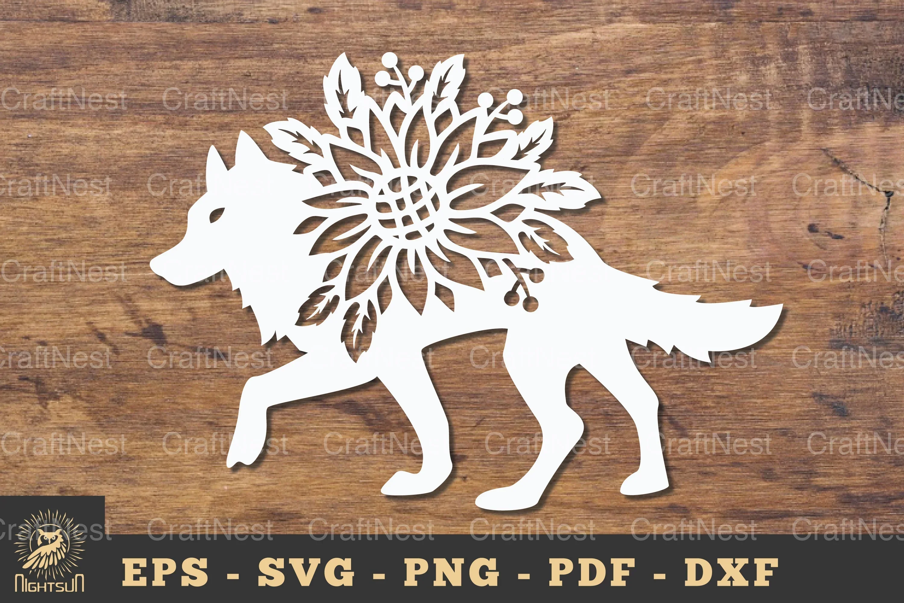 Flower Wolf Papercut SVG Bundle