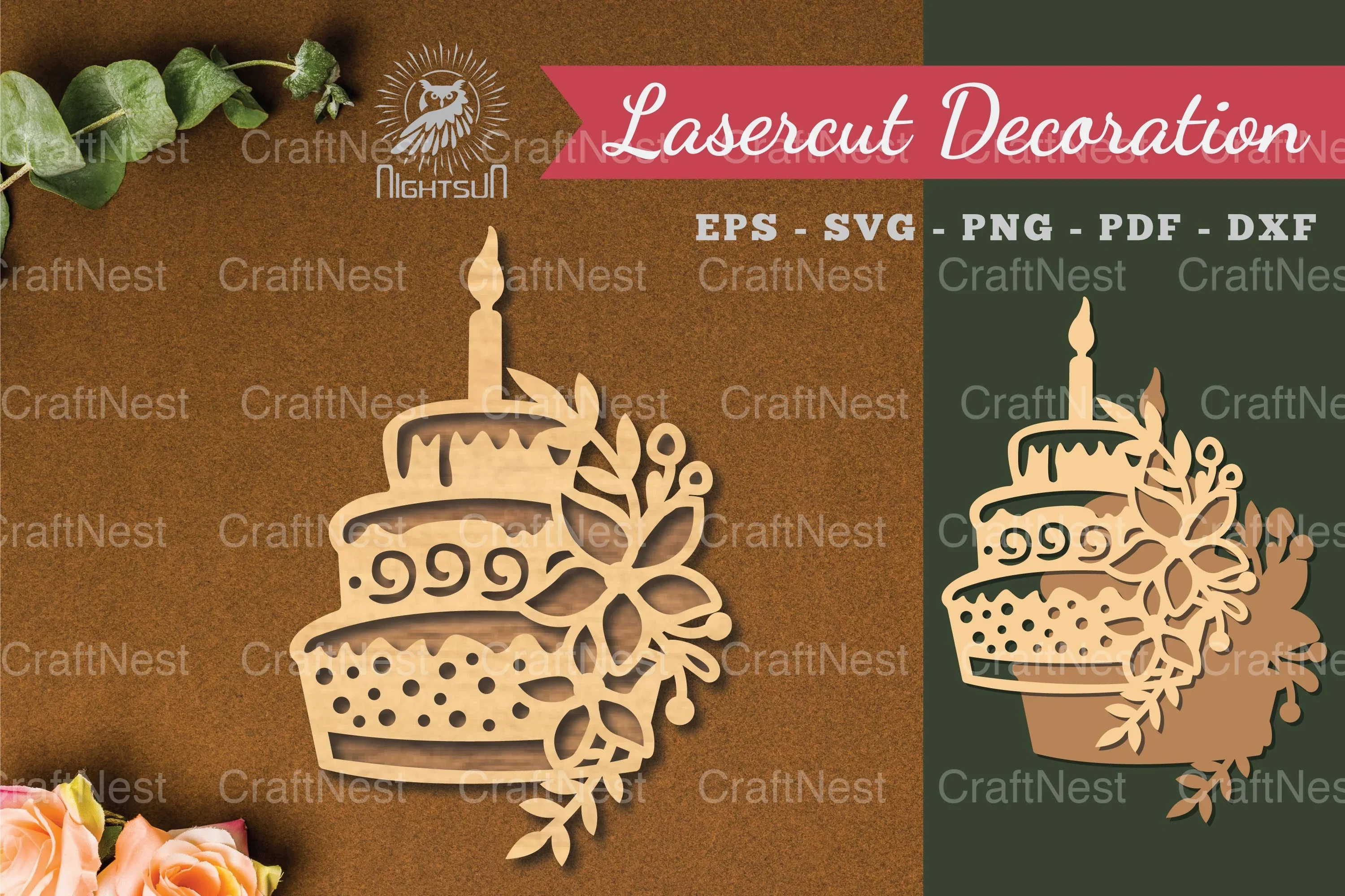 Flowers Cake Laser Cut Decoration Clipart Bundle