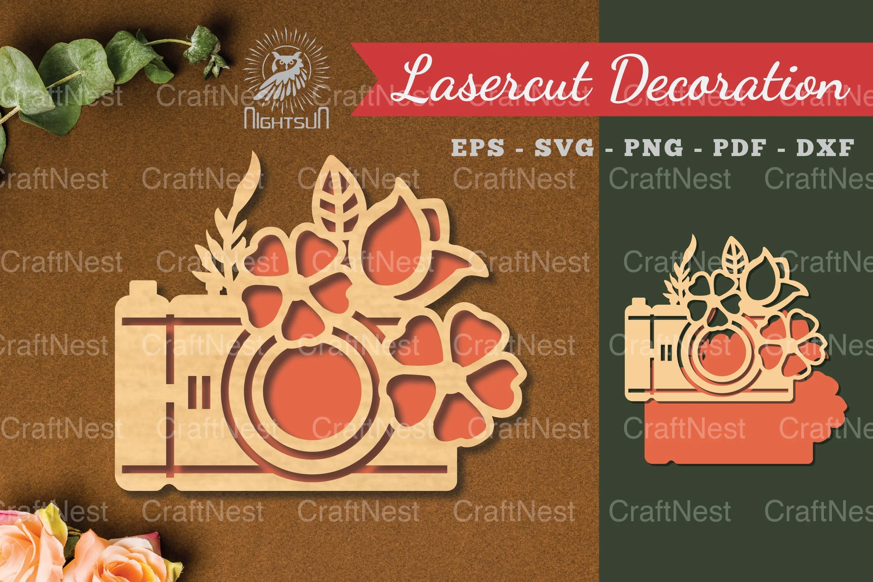 Flowers Camera Laser Cut Decoration Bundle
