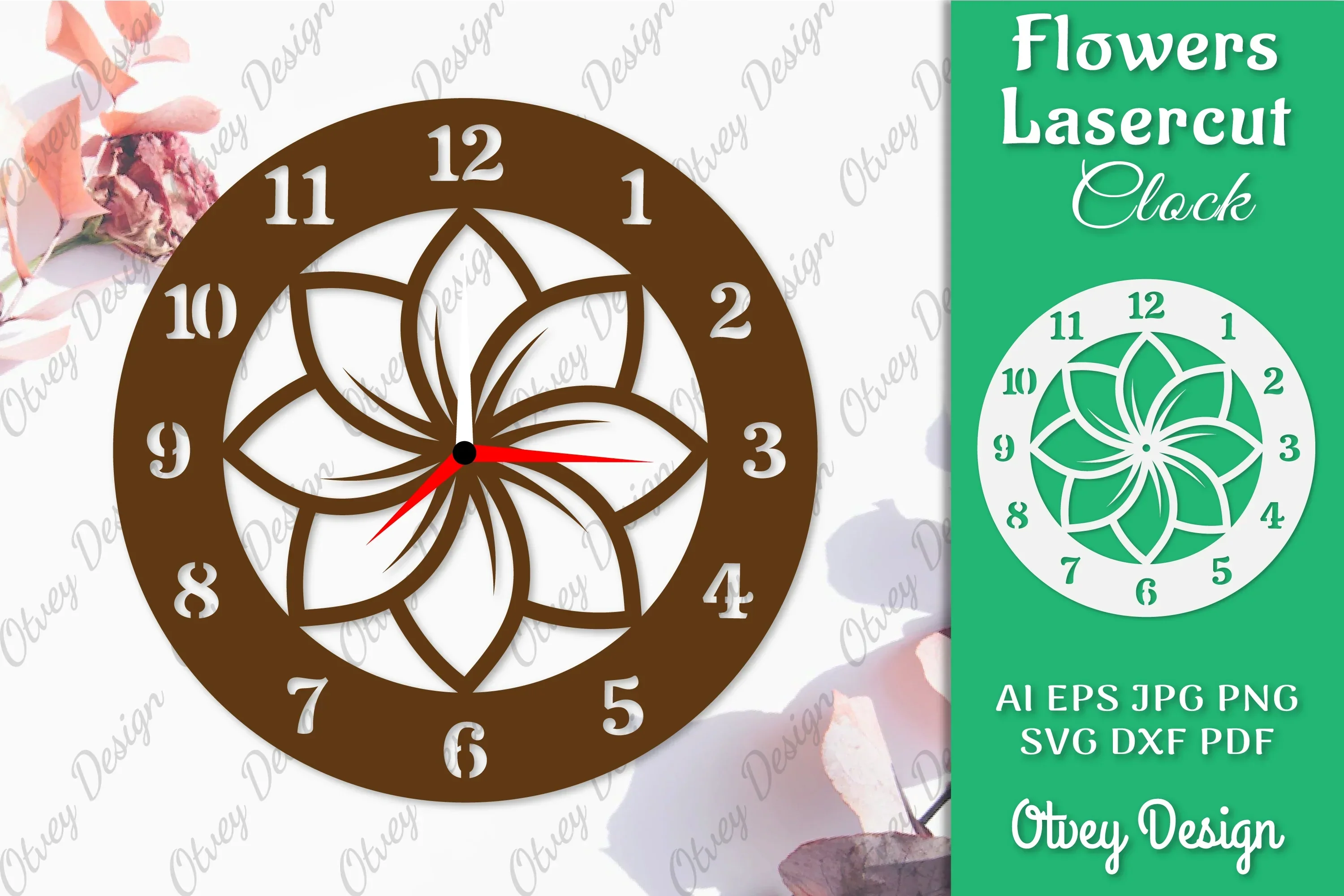 Flowers Clock SVG LaserCut SVG Bundle