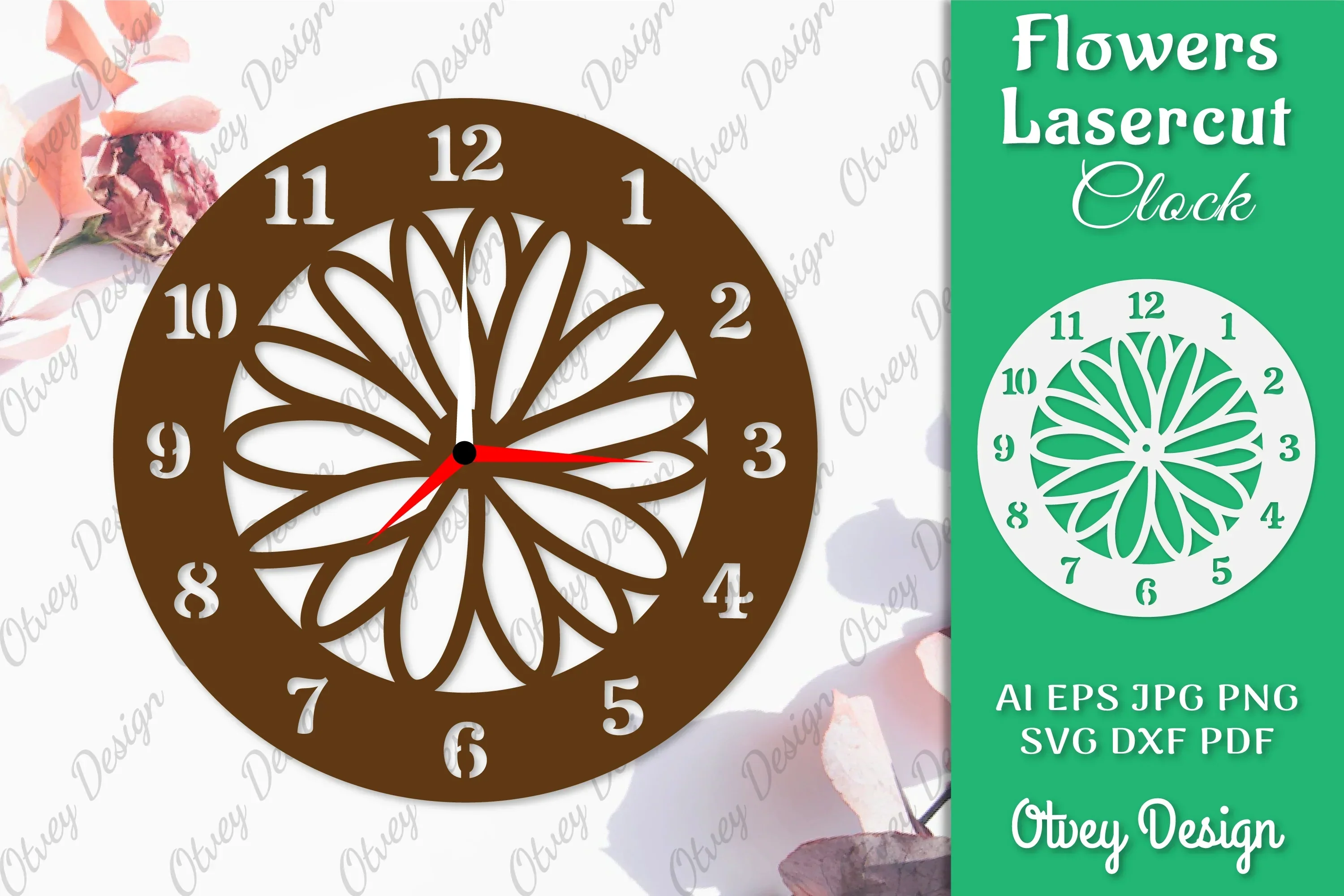 Flowers Clock SVG LaserCut SVG Bundle