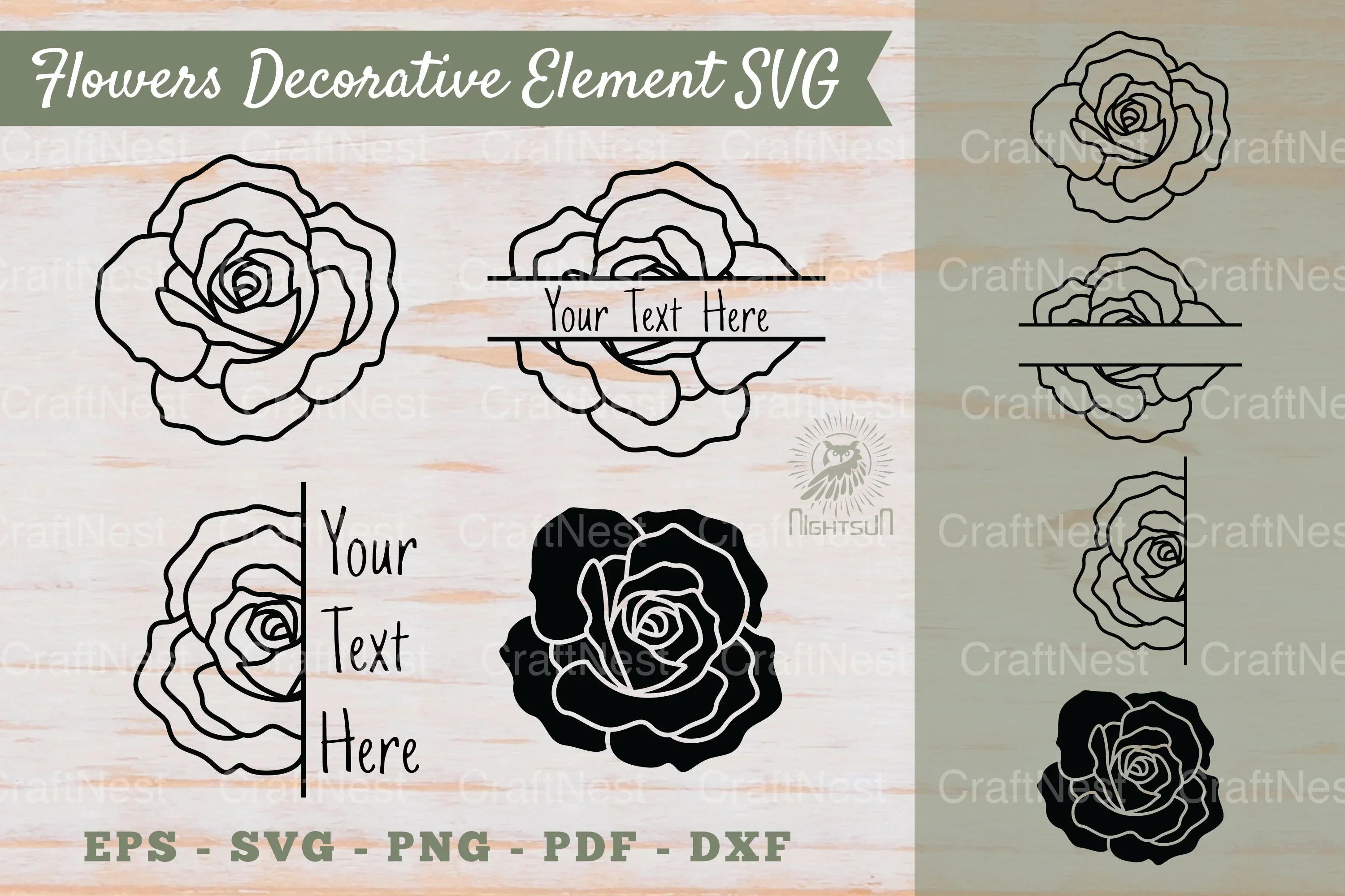Flowers Decorative Element & Border Clipart Bundle