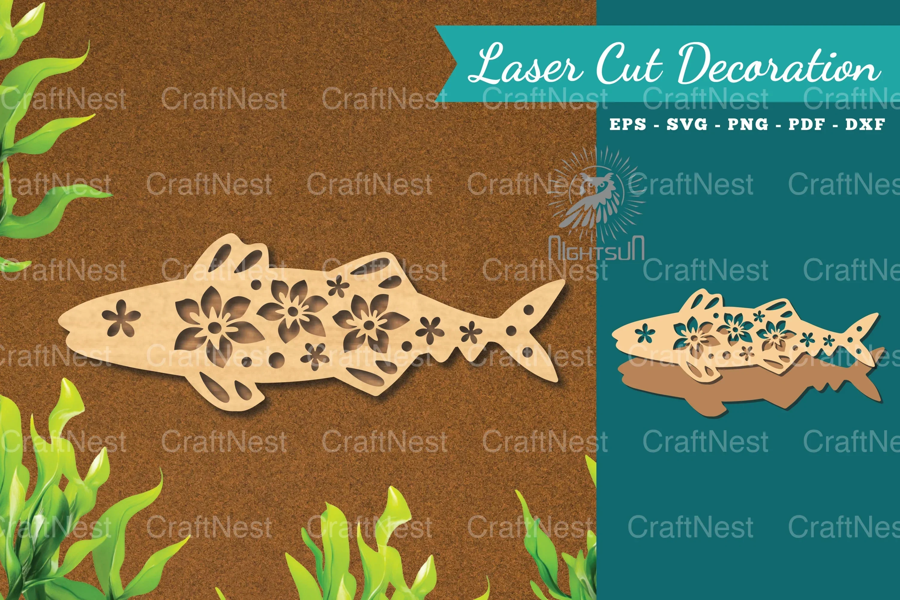Flowers Fish Laser Cut Decoration Clipart Bundle