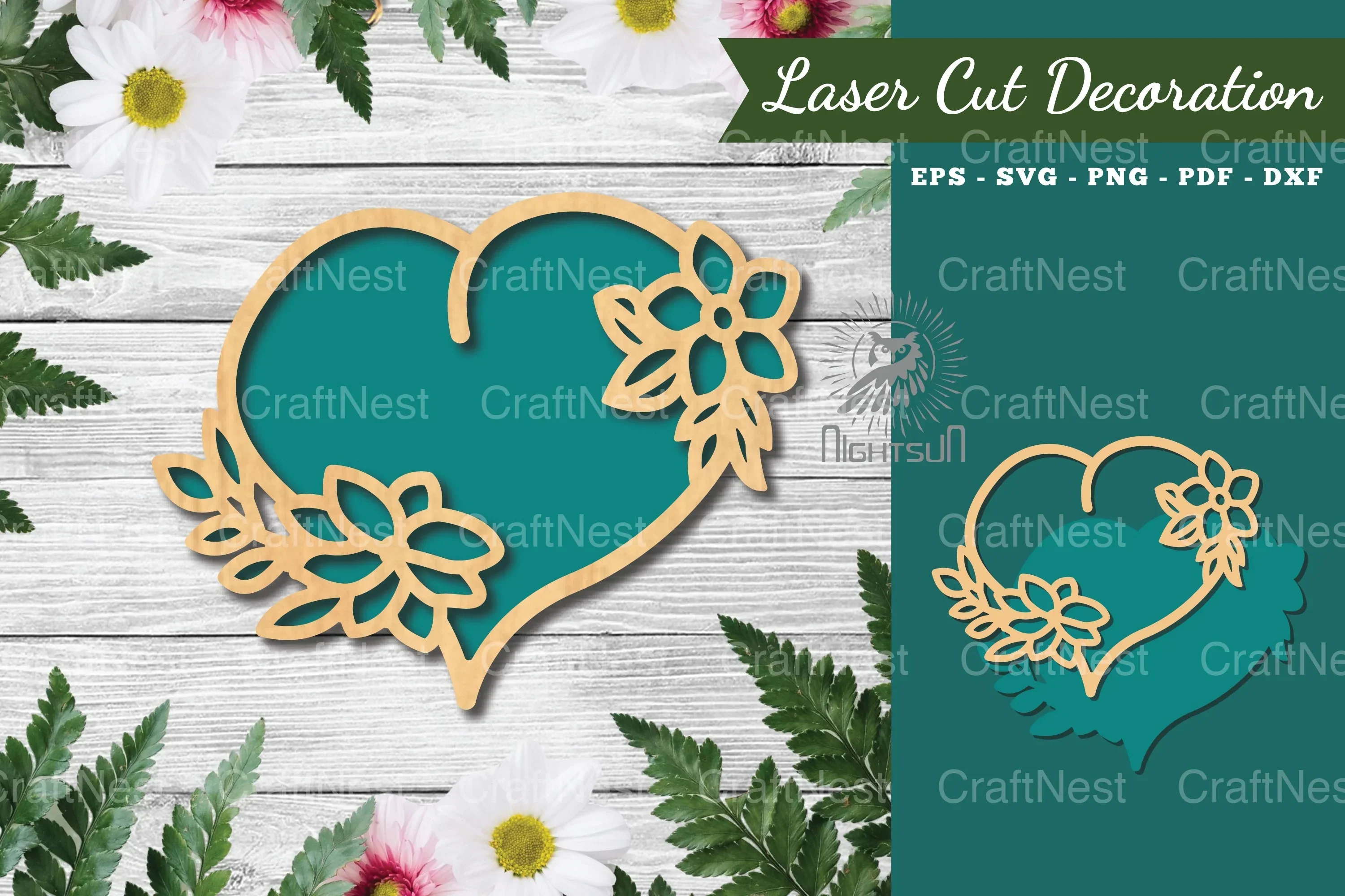 Flowers Heart Laser Cut Decoration Clipart Bundle