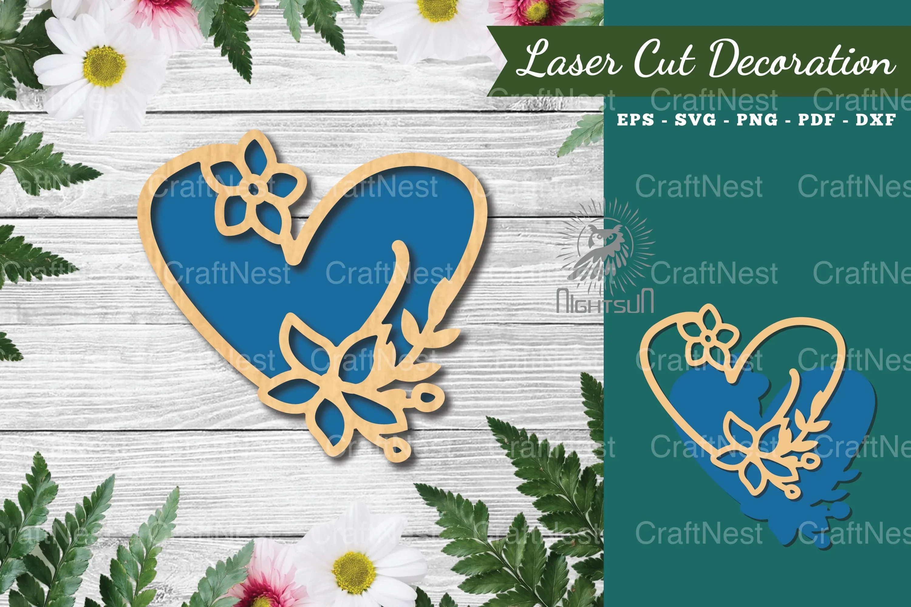 Flowers Heart Laser Cut Decoration Clipart Bundle