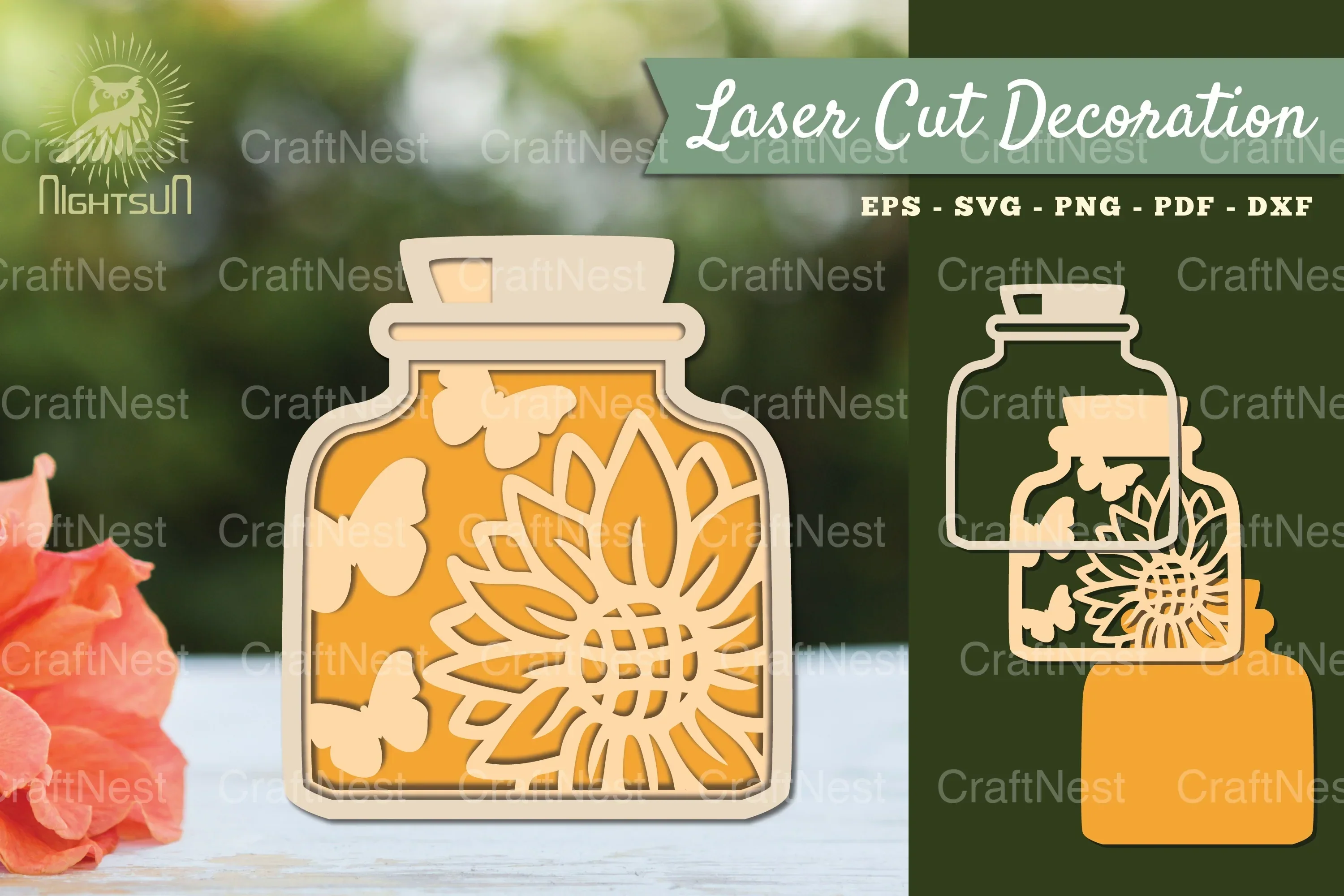 Flowers in Bottle 3D Lasercut SVG Bundle