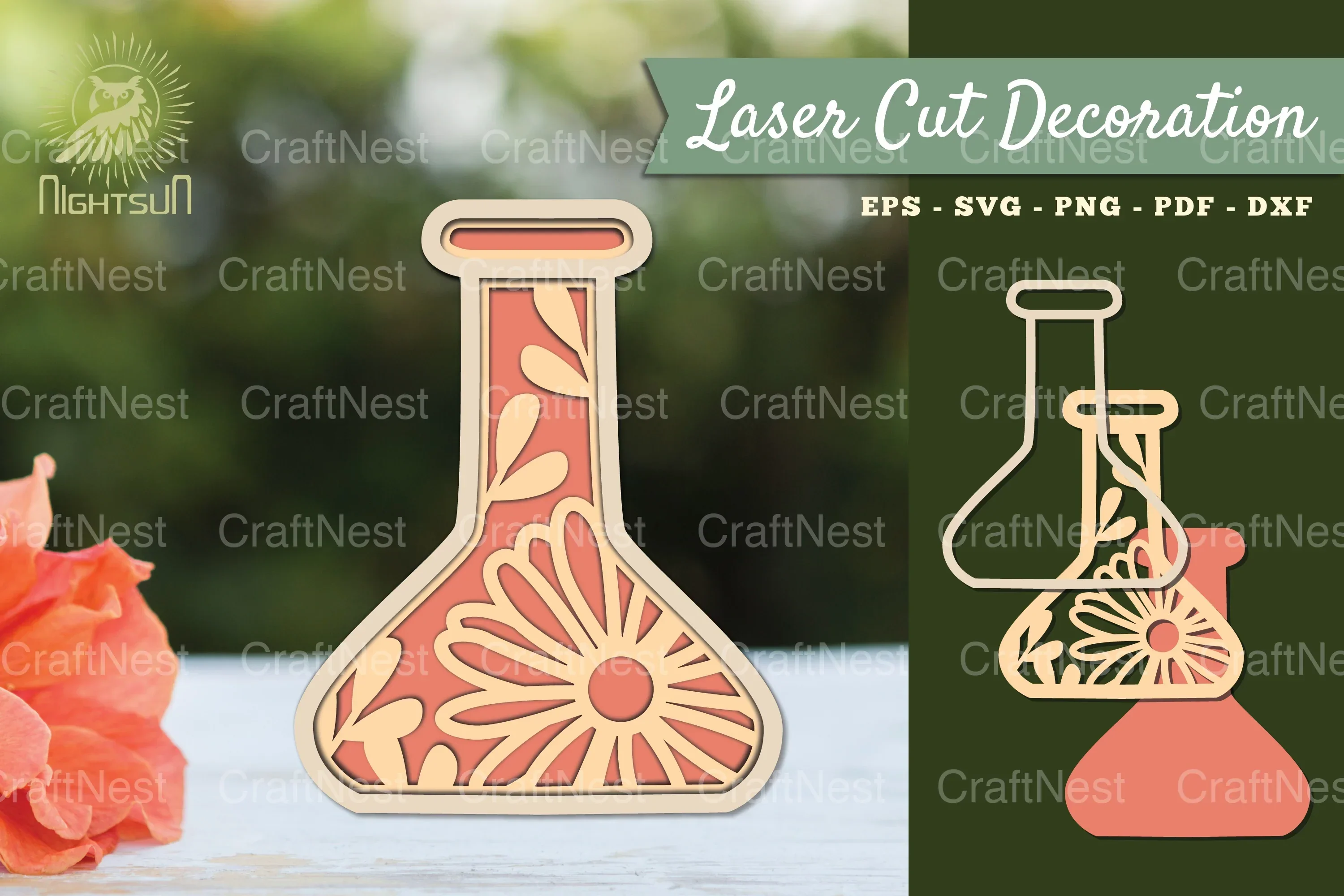 Flowers in Bottle 3D Lasercut SVG Bundle