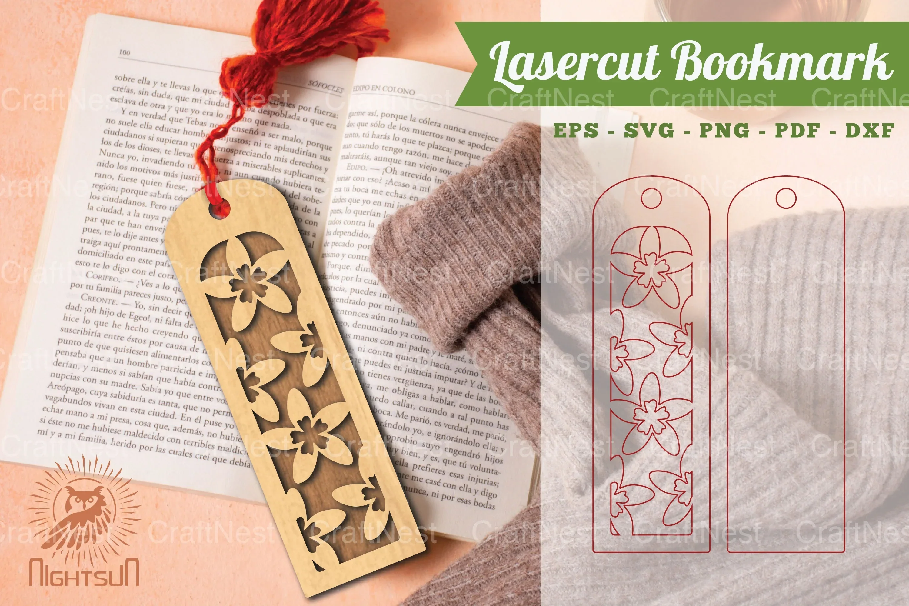 Flowers Laser Cut Bookmark Clipart Bundle