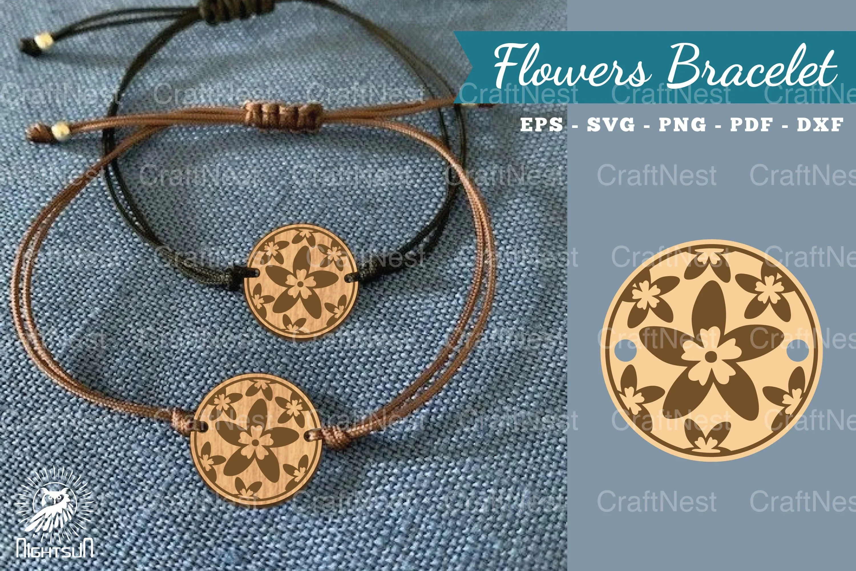 Flowers Laser Cut Bracelet SVG Bundle