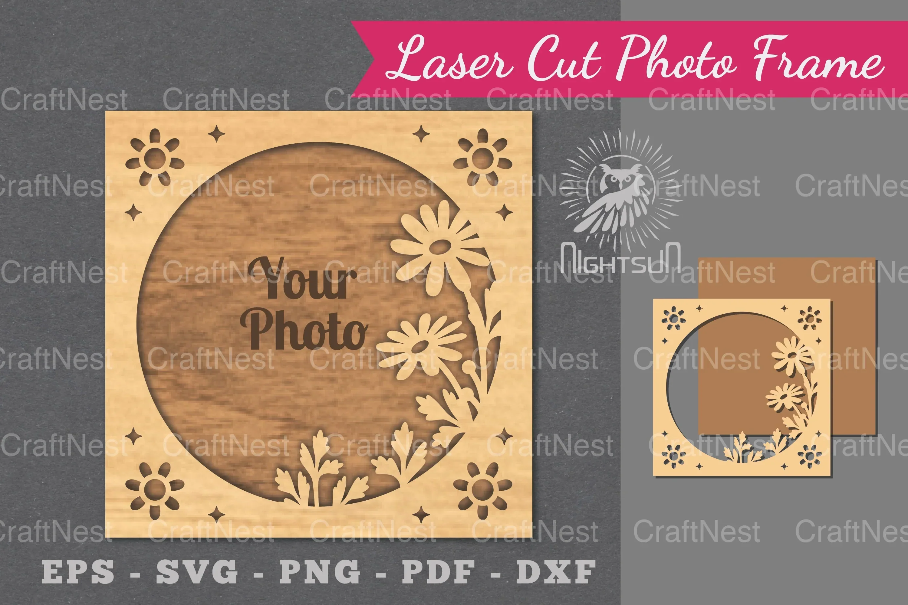 Flowers Laser Cut Photo Frame Clipart Bundle