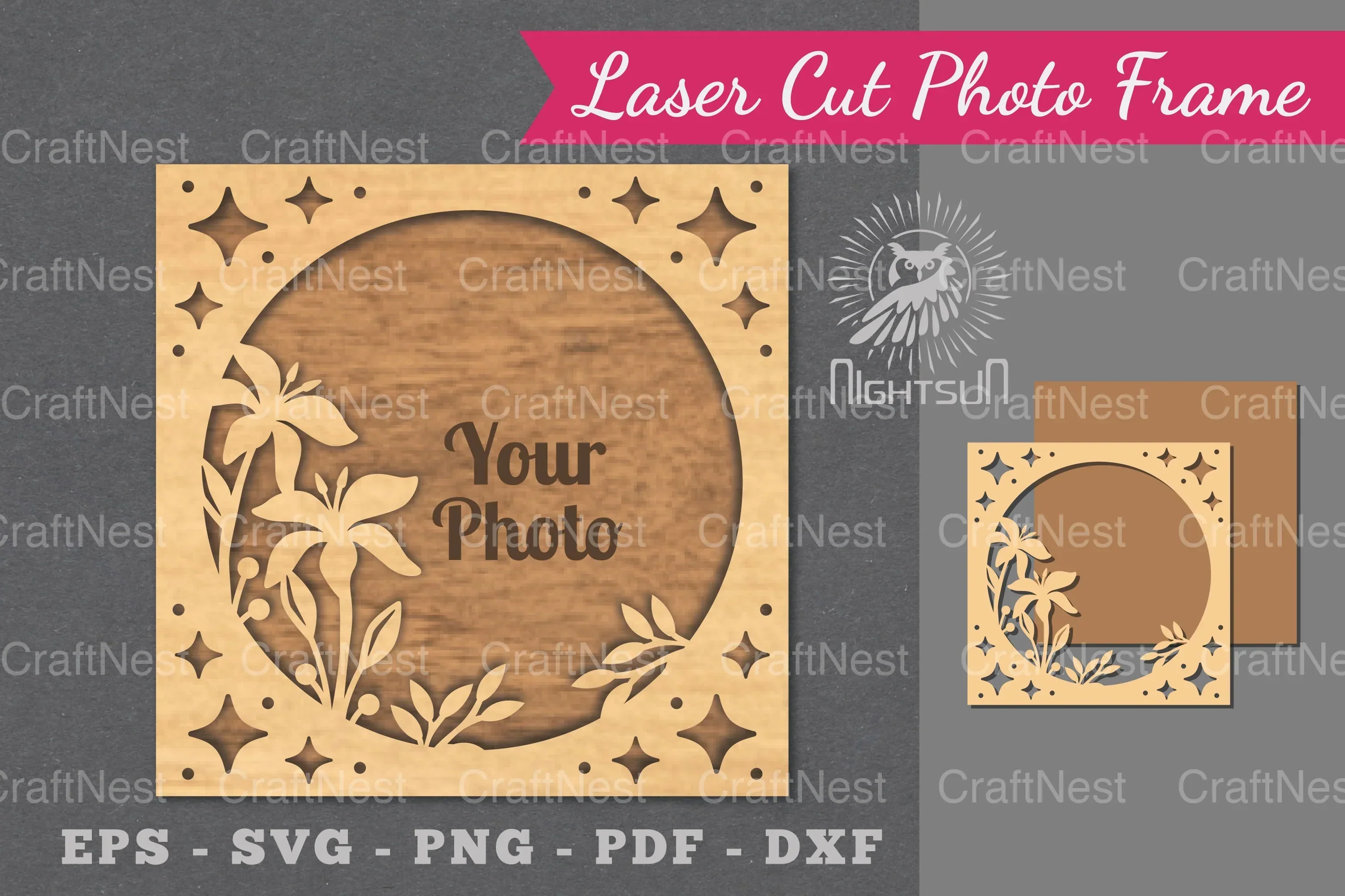 Flowers Laser Cut Photo Frame Clipart Bundle