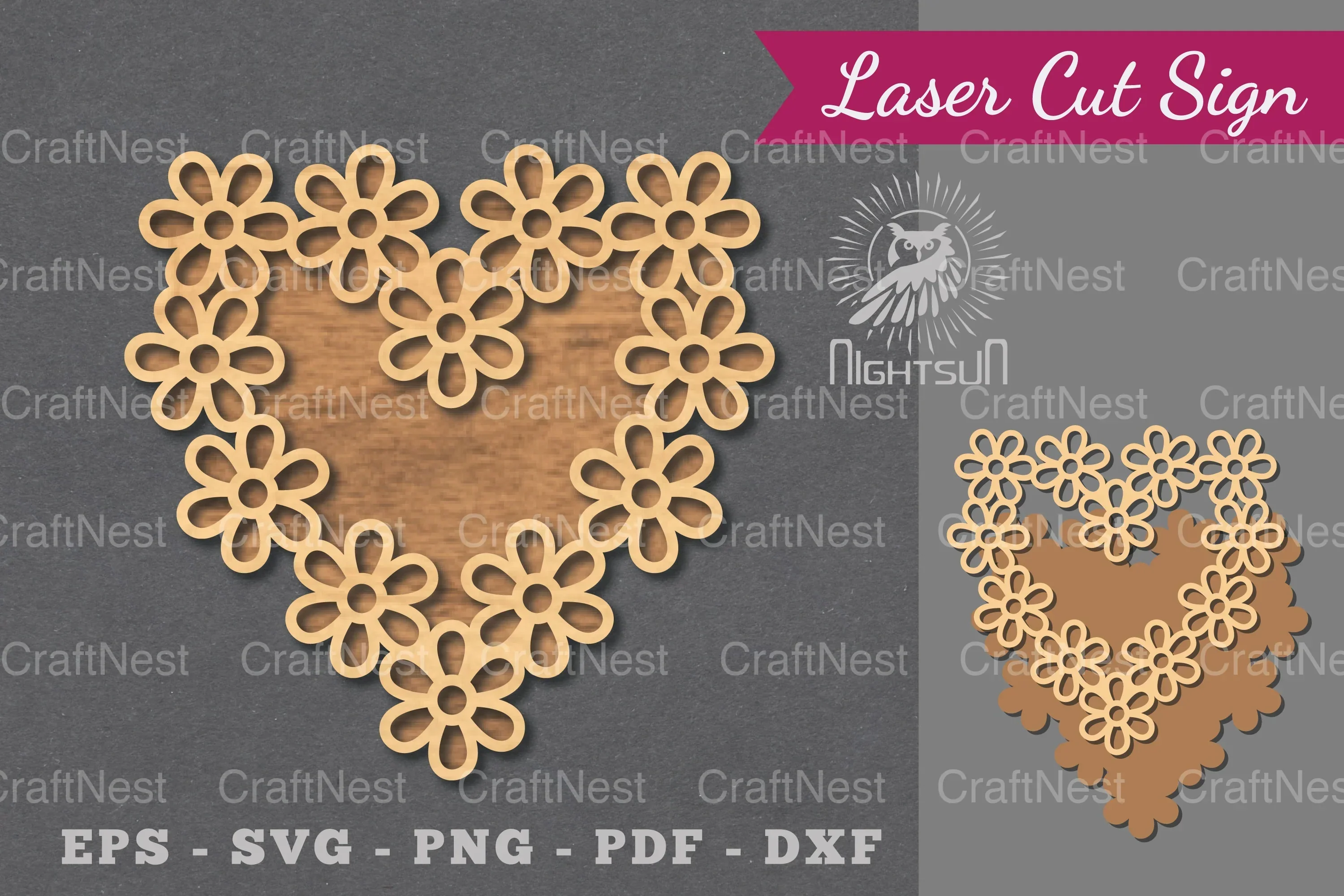 Flowers Laser Cut Sign Clipart Bundle