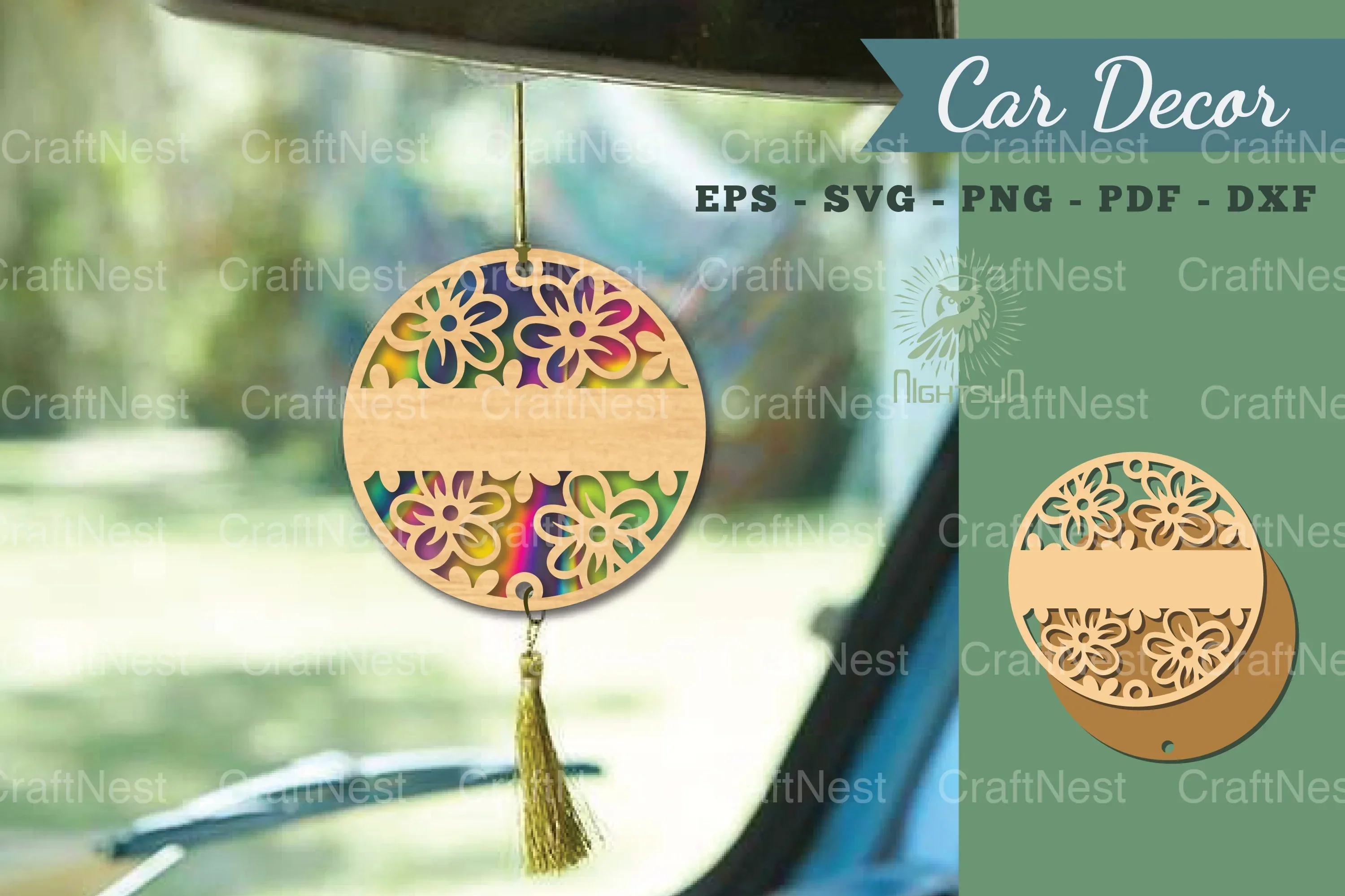Flowers Lasercut Car Decoration Clipart Bundle