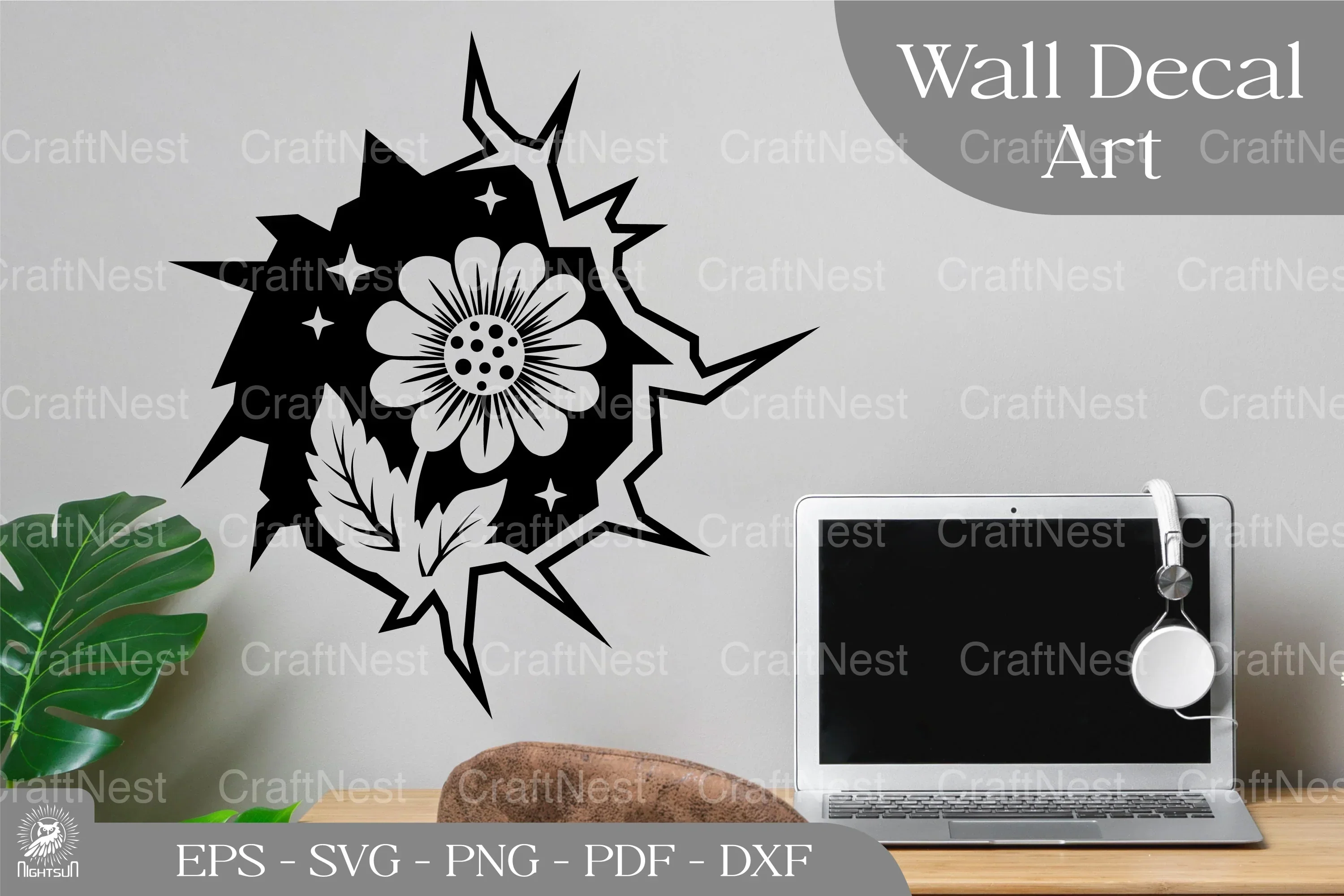 Flowers on Cracks Sticker Design Bundle