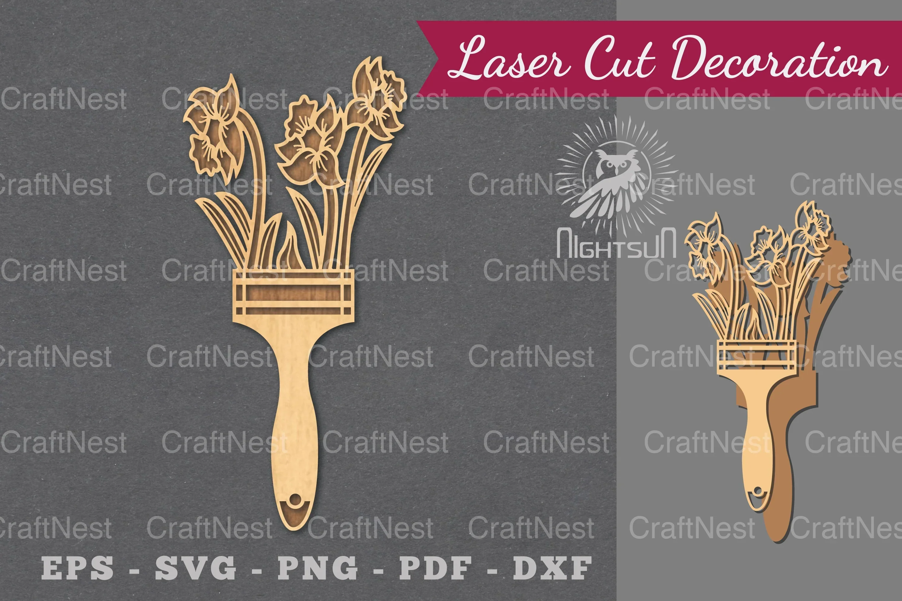 Flowers Paintbrush Laser Cut Decoration Clipart Bundle