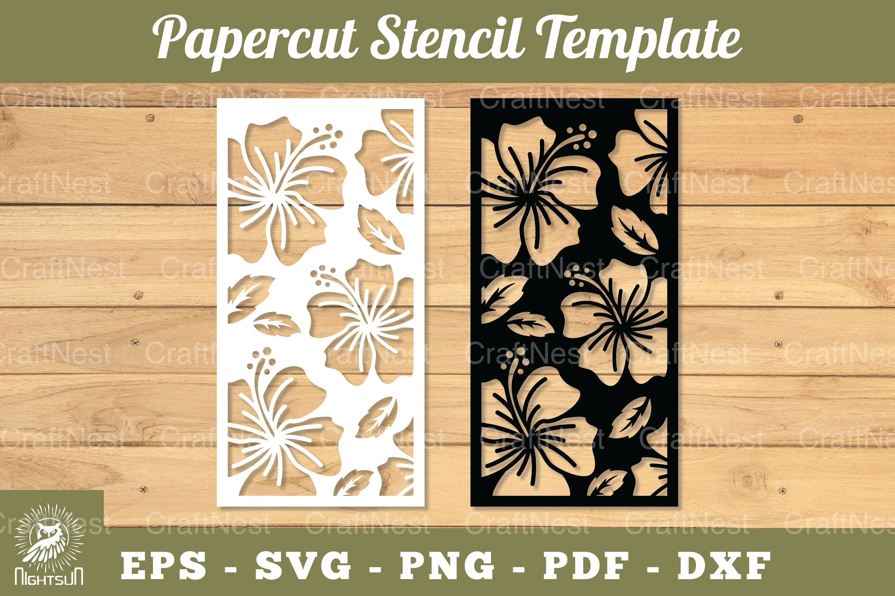 Flowers Papercut Stencil Clipart Bundle