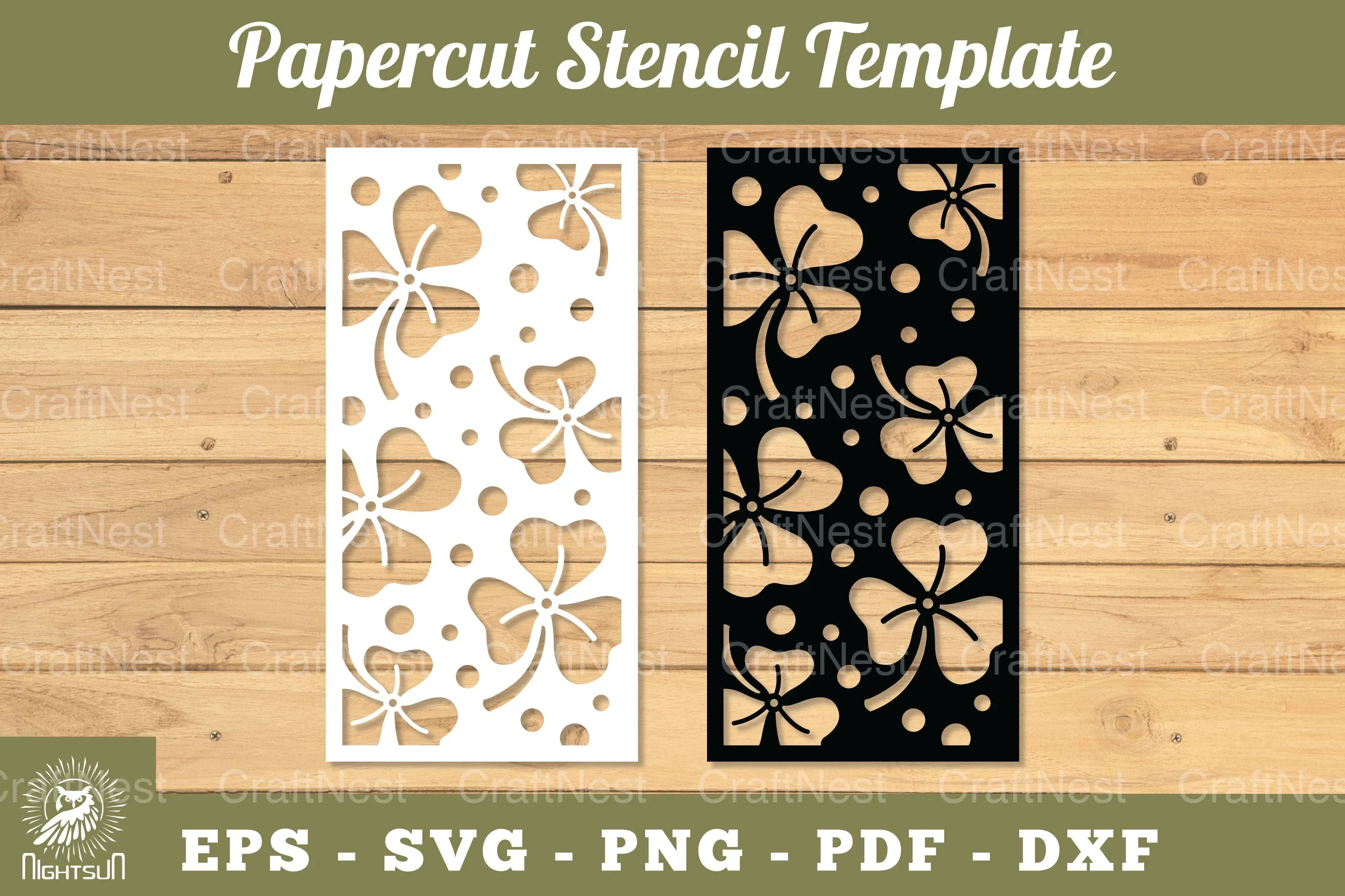 Flowers Papercut Stencil Clipart Bundle