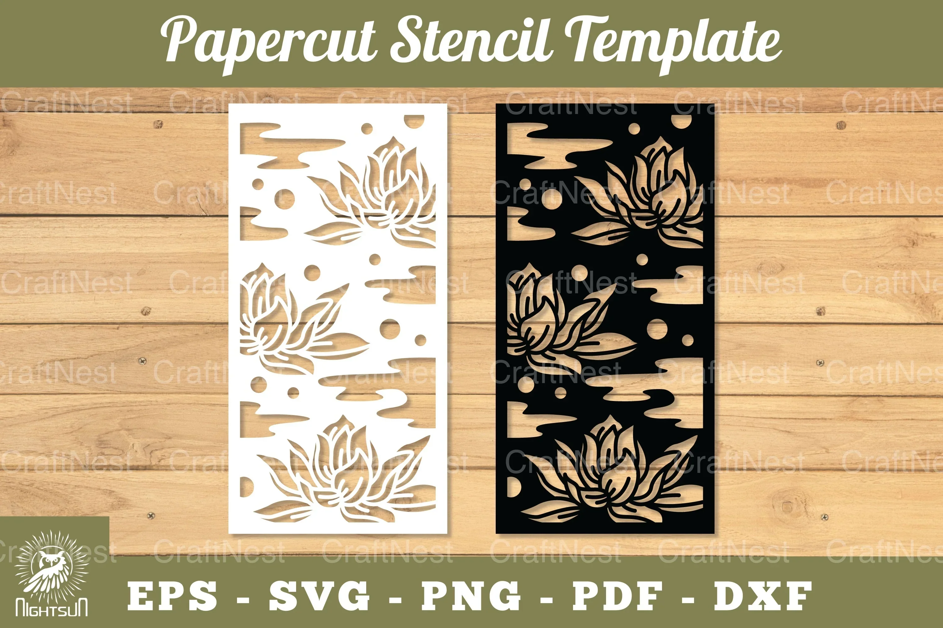 Flowers Papercut Stencil Clipart Bundle