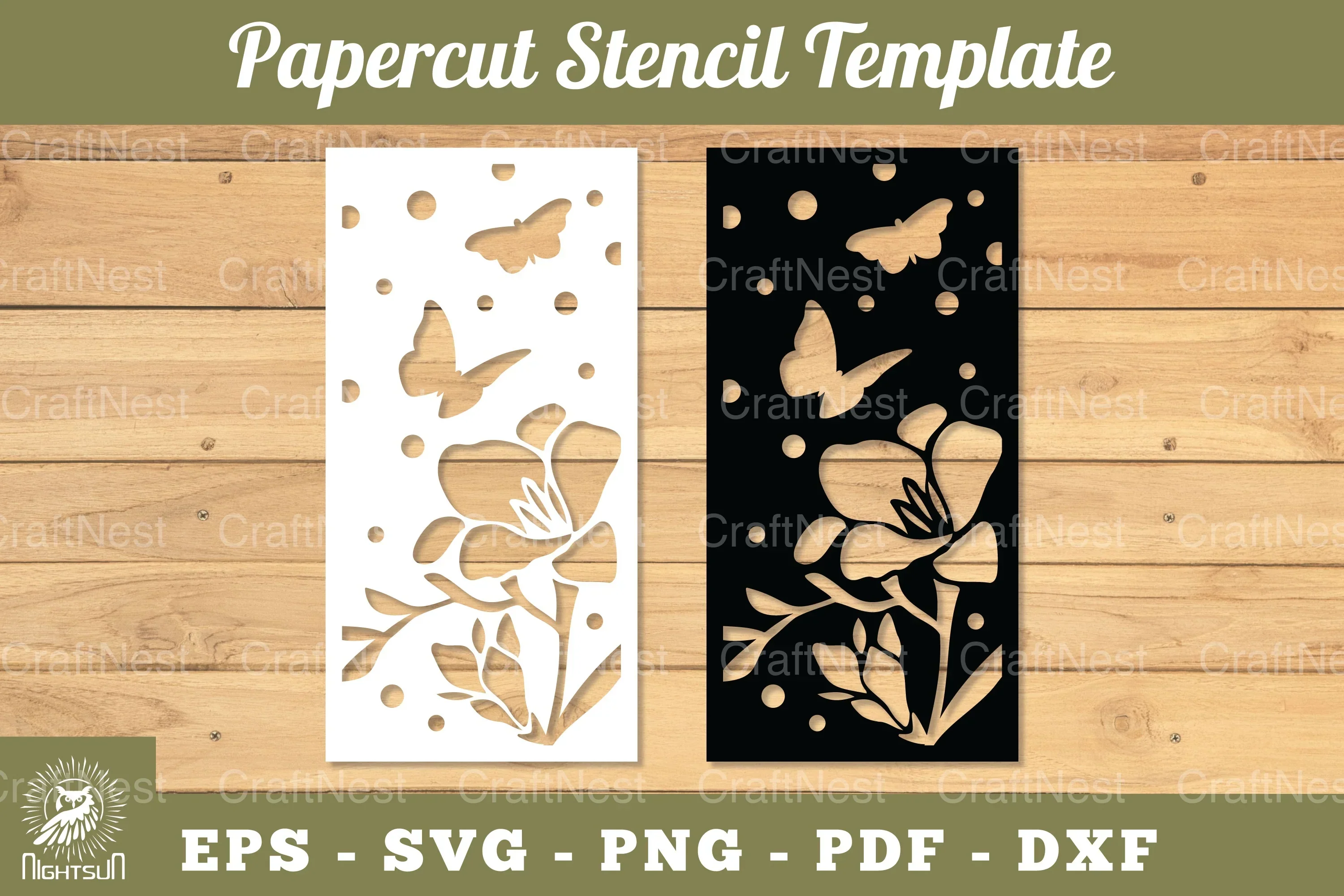 Flowers Papercut Stencil Clipart Bundle