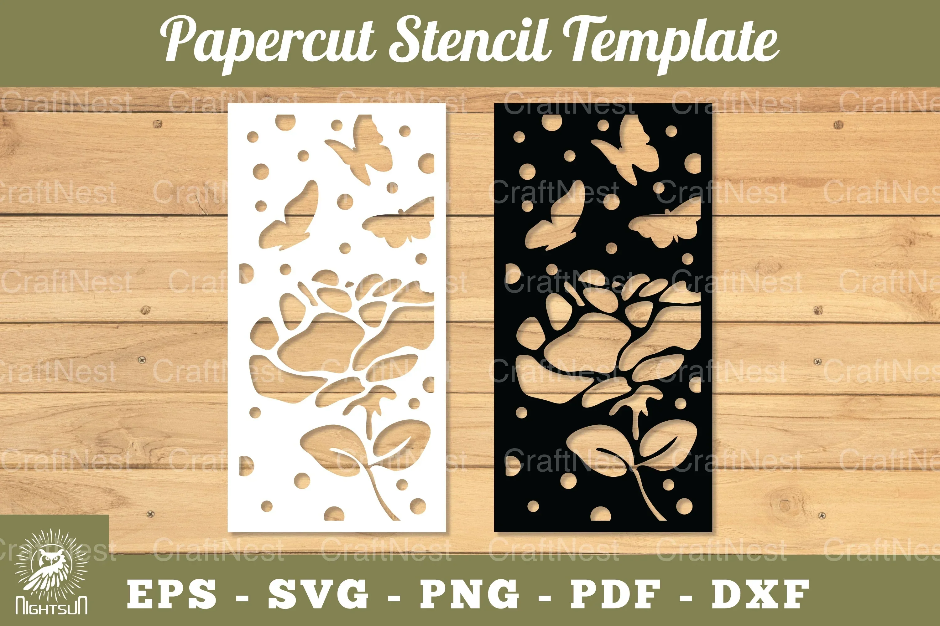 Flowers Papercut Stencil Clipart Bundle