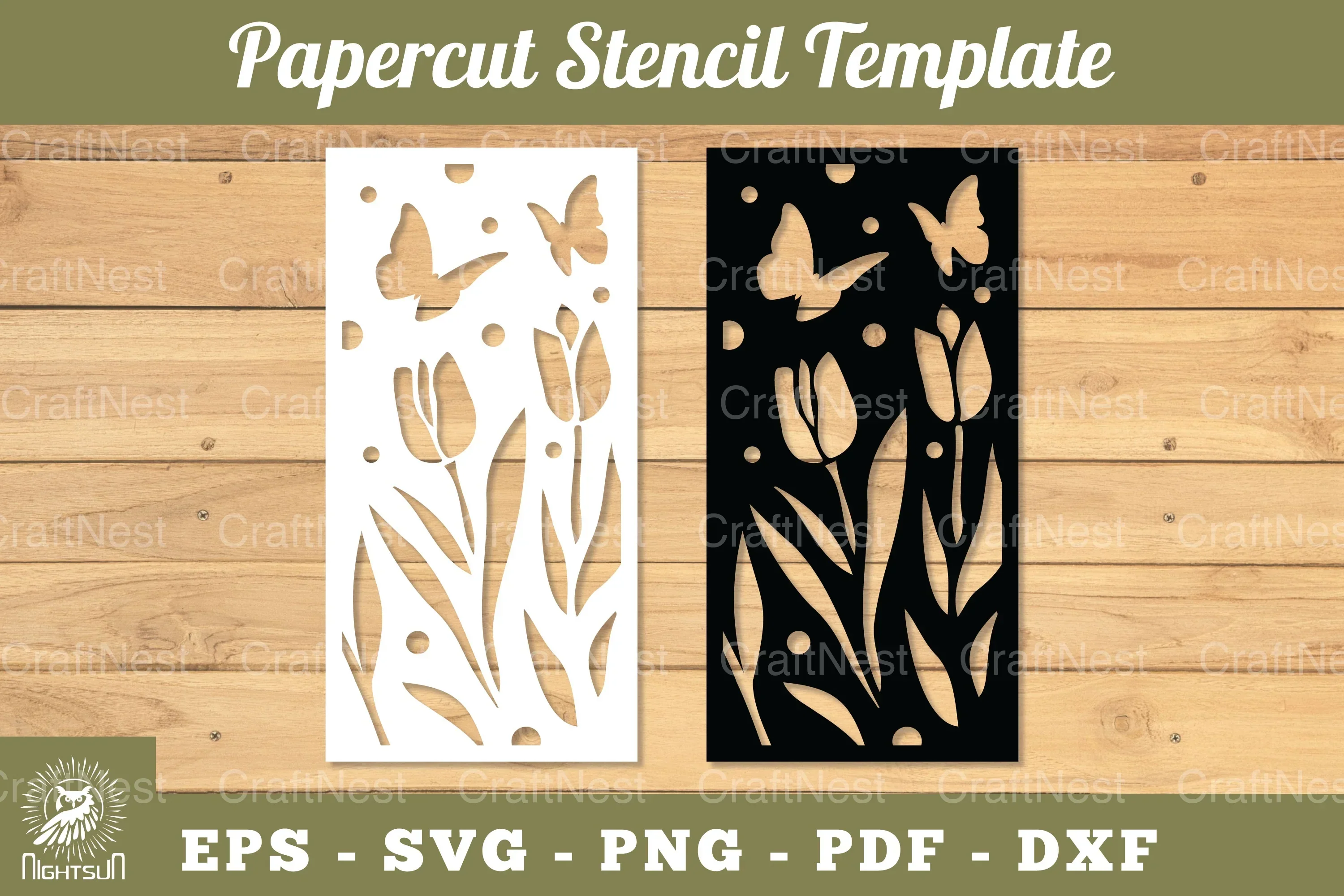 Flowers Papercut Stencil Clipart Bundle