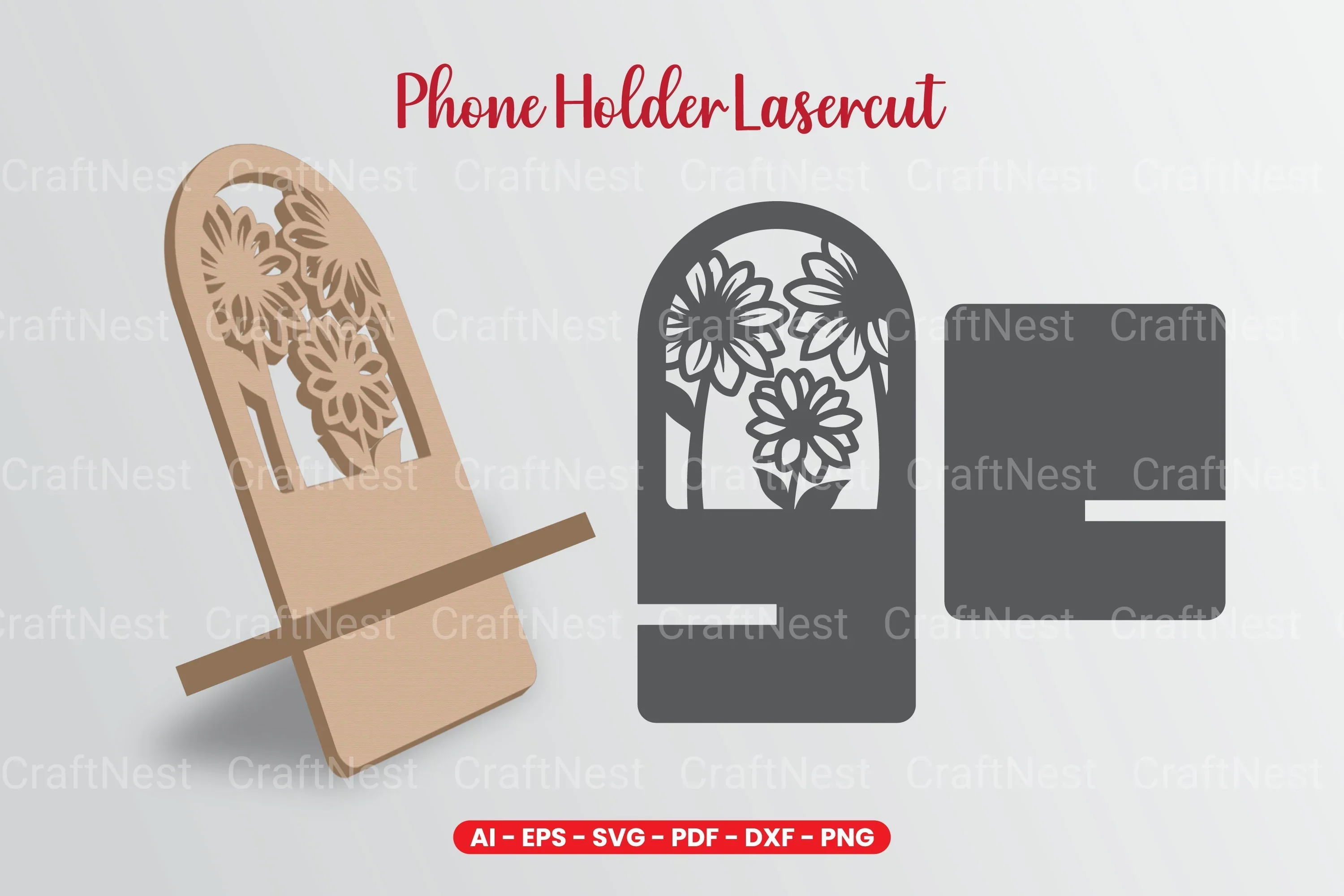 Flowers Phone Holder Laser Cut SVG Bundle