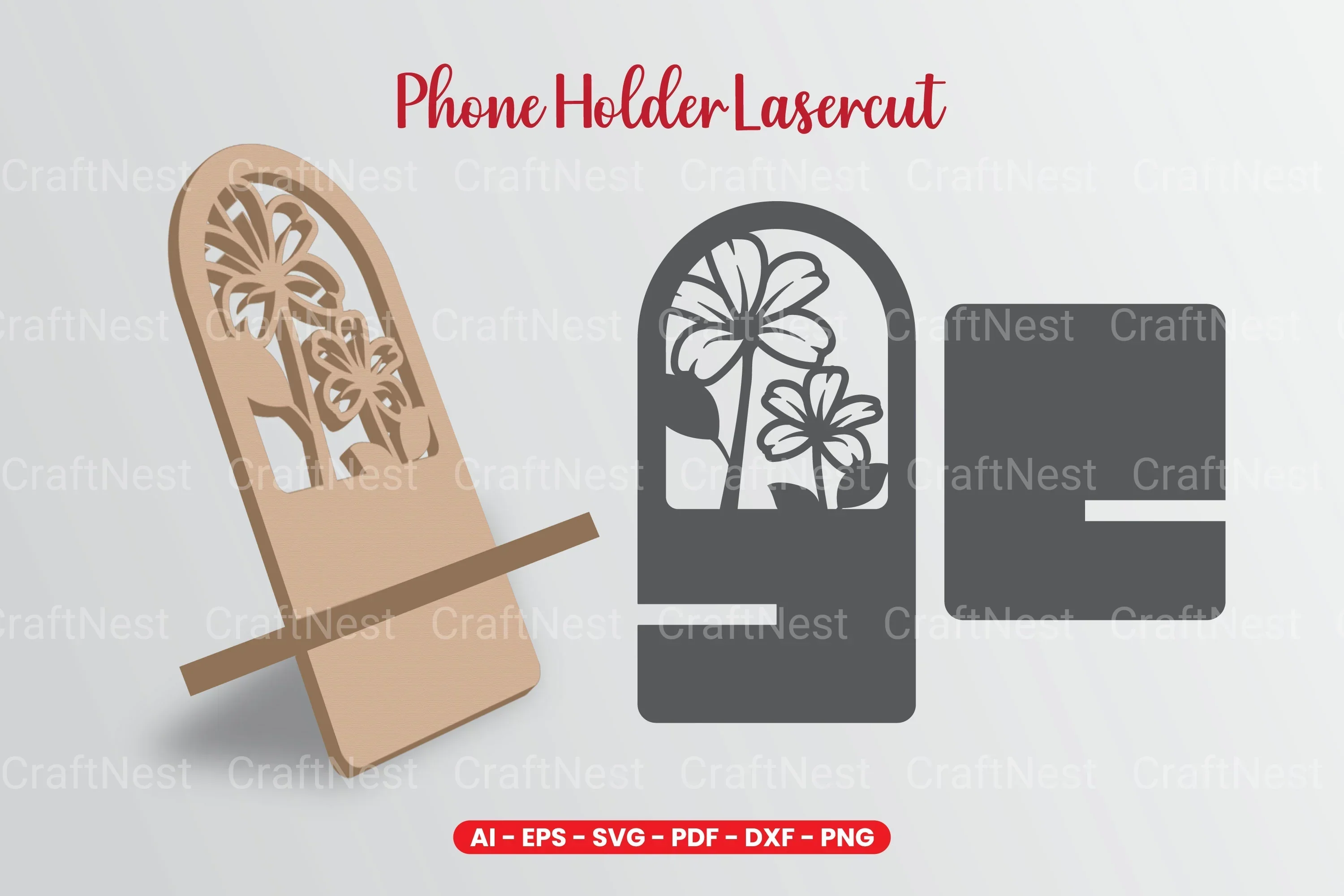 Flowers Phone Holder Laser Cut SVG Bundle
