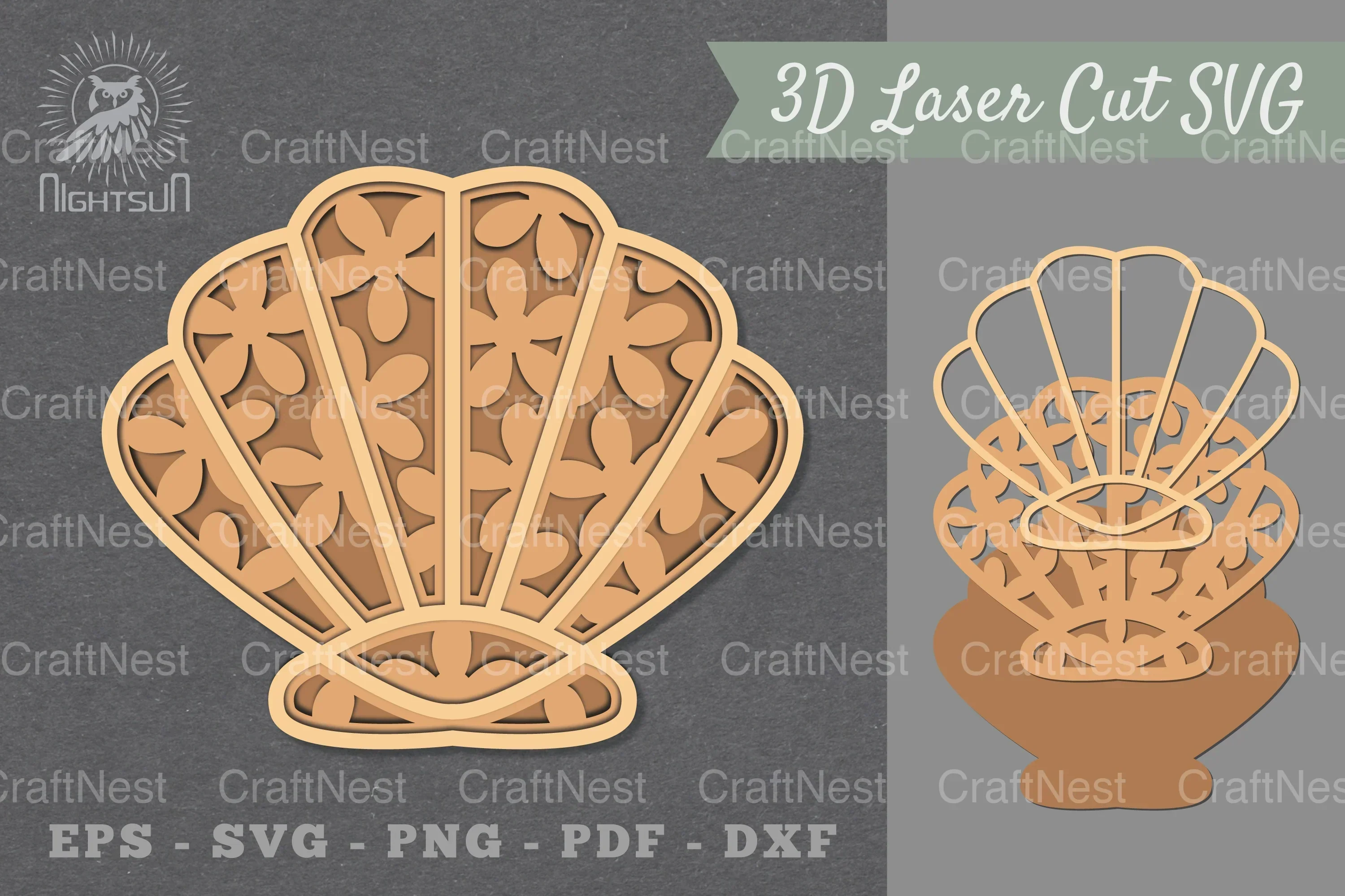 Flowers Shell Lasercut Decoration Clipart Bundle