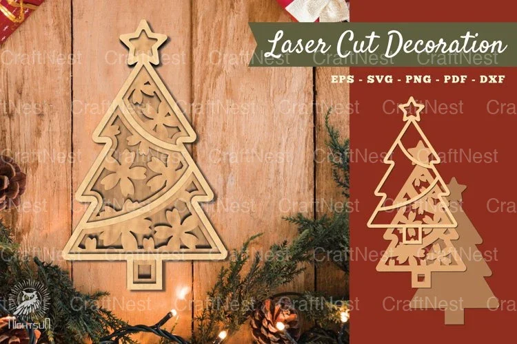 Flowers Tree 3D Lasercut Decoration Clipart Bundle