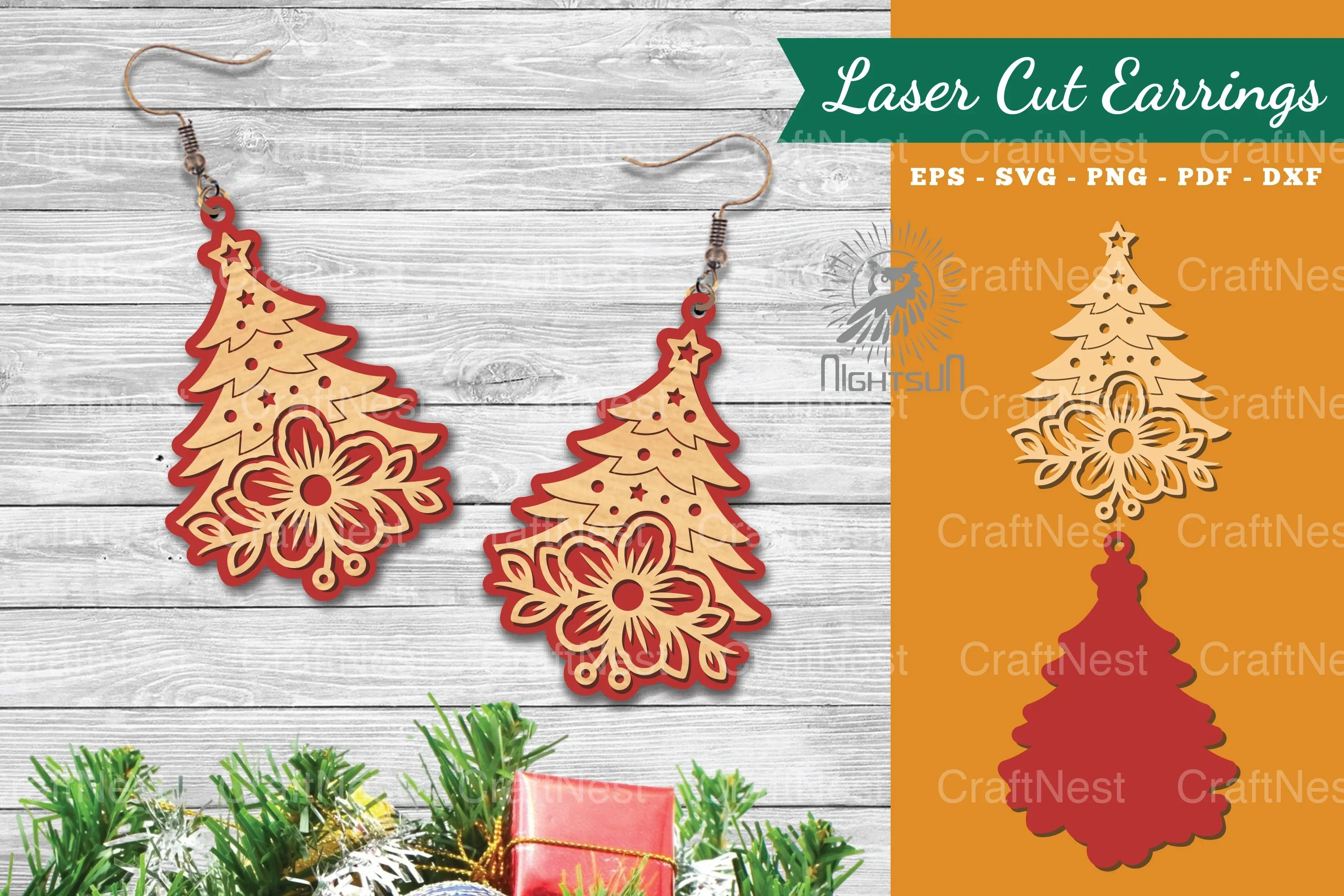 Flowers Tree Laser Cut Earrings Bundle