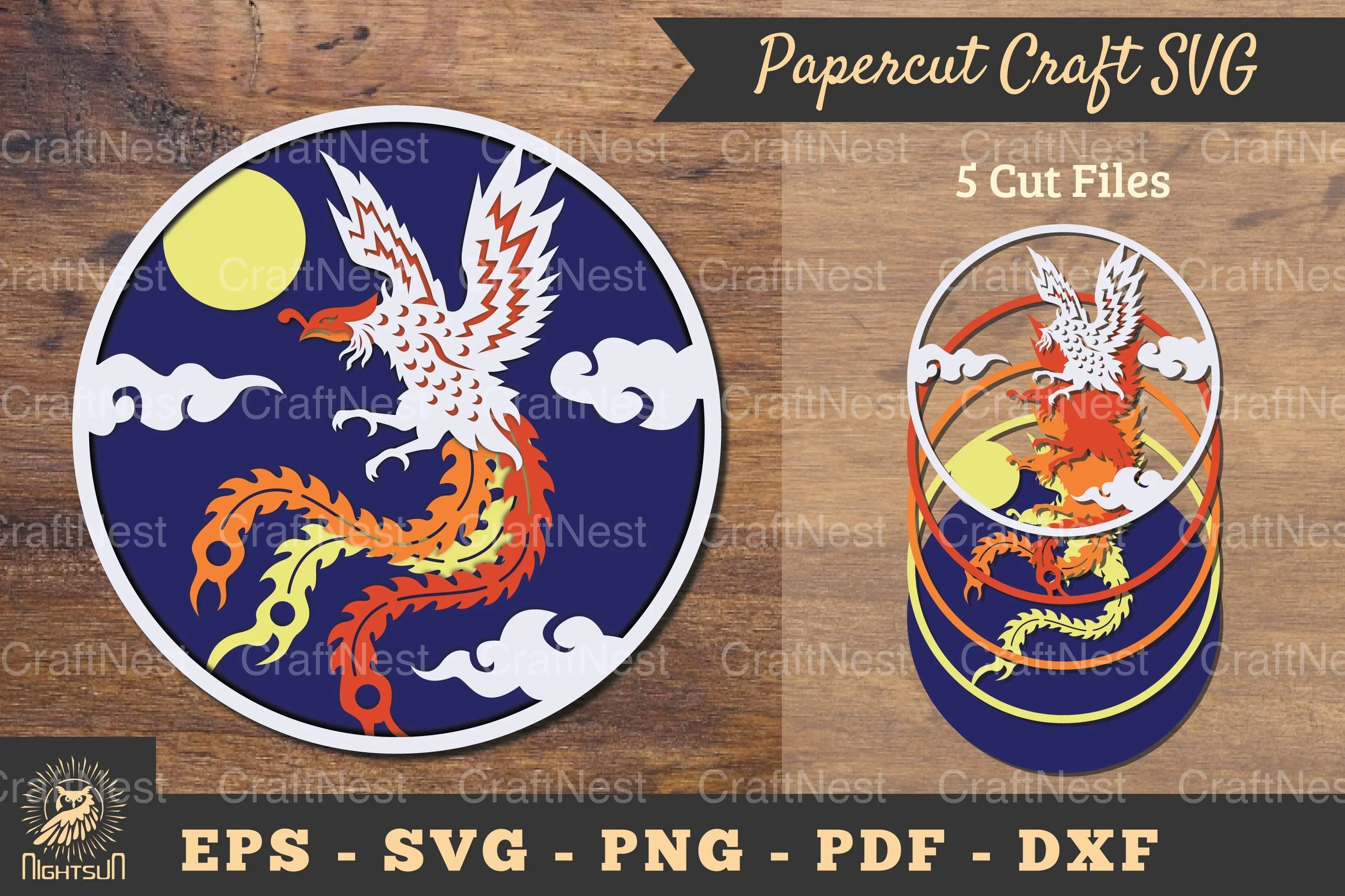 Flying Phoenix 3D Papercut Paper Craft Bundle