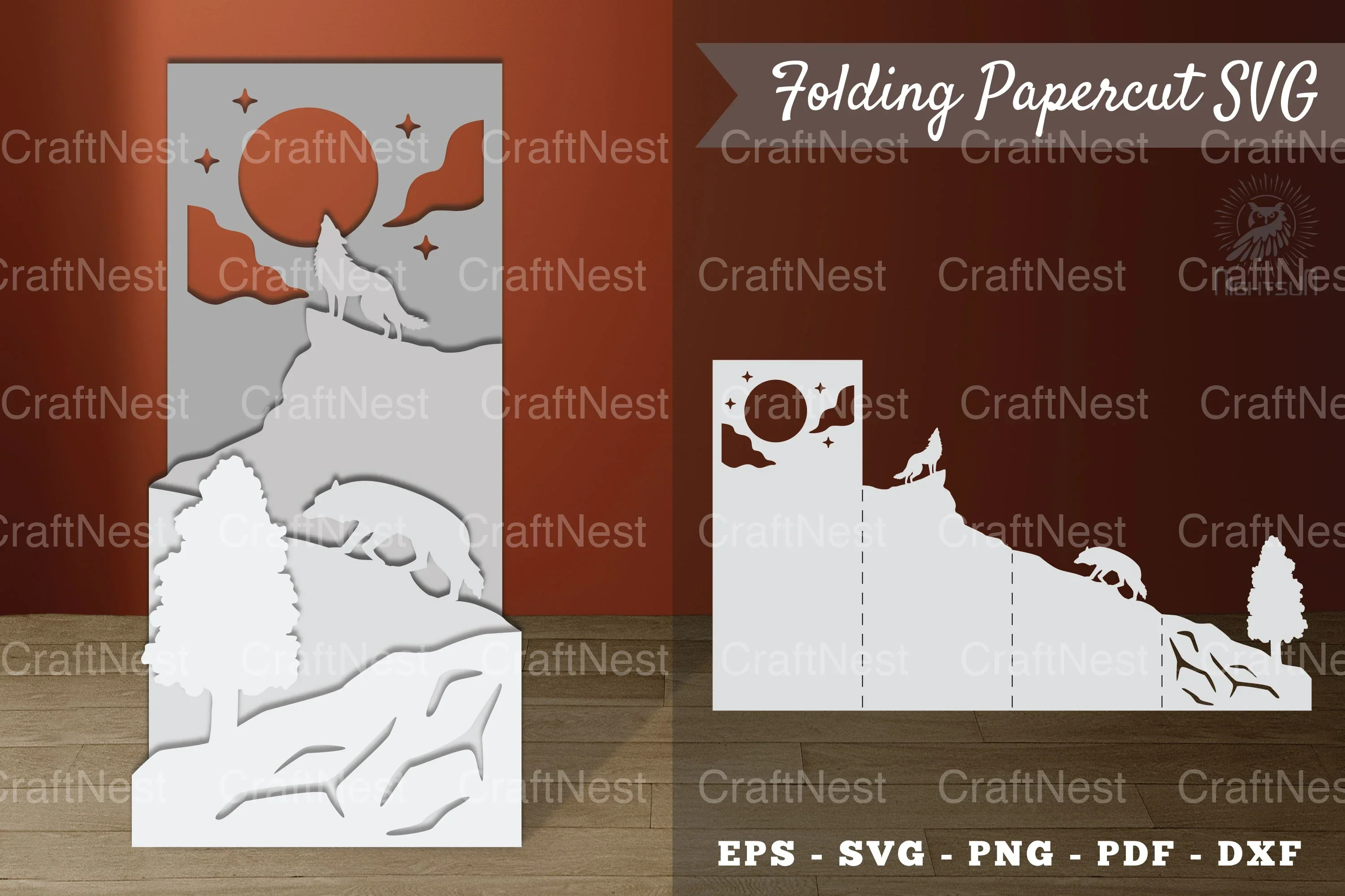 Forest Wolf Papercut SVG Bundle