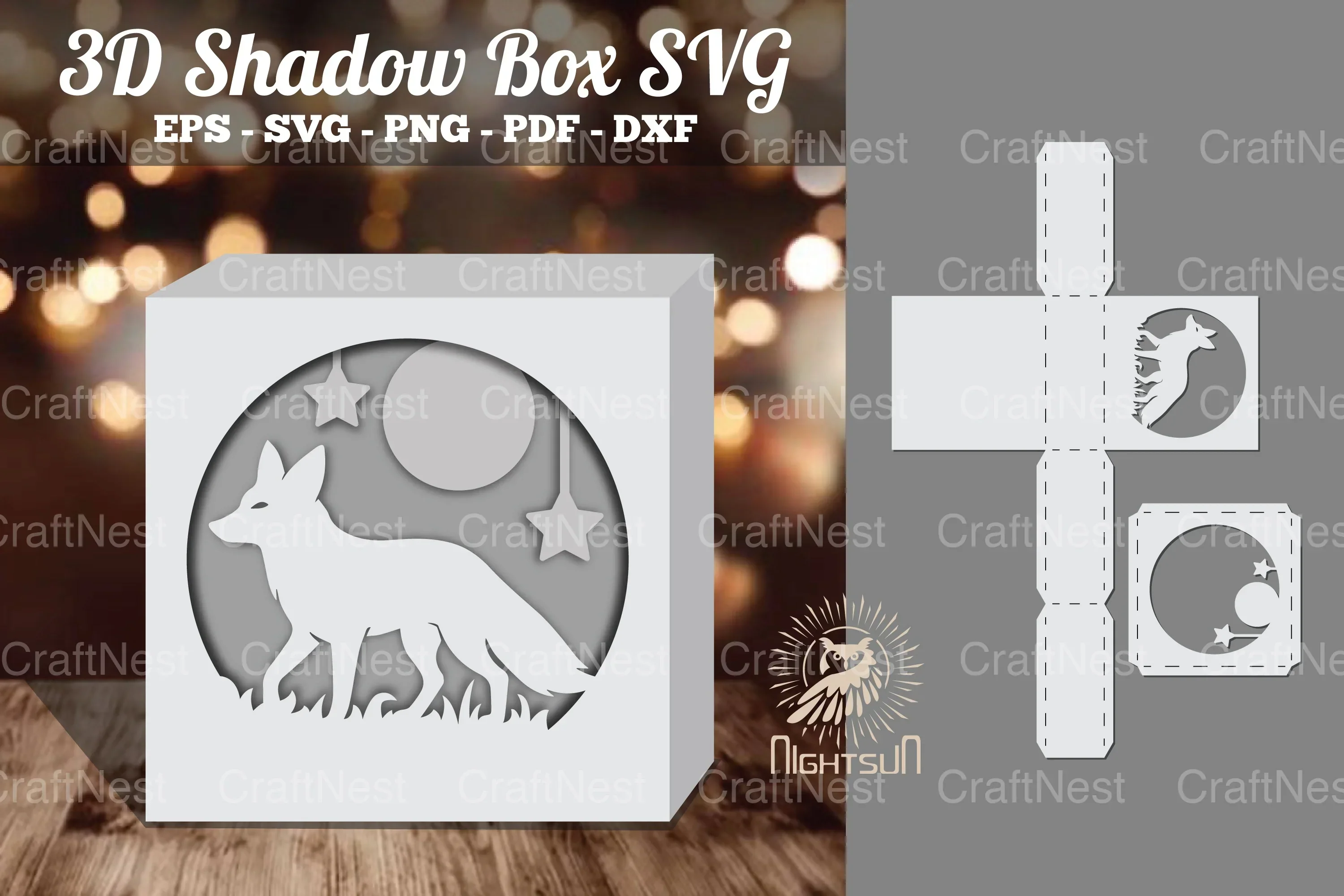 Fox 3D Papercut Shadow Box SVG Bundle