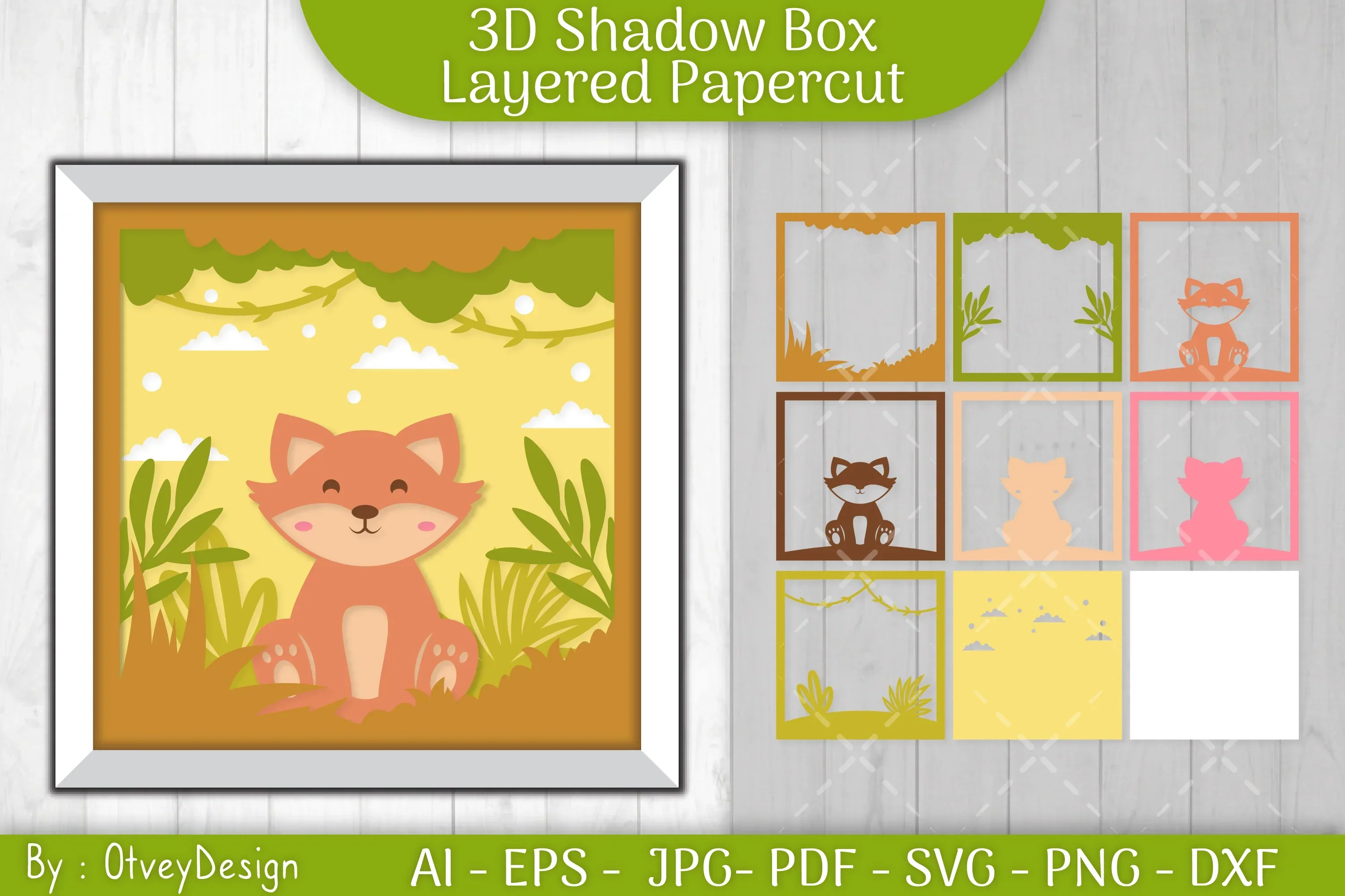Fox Animals Shadow Box Layered Papercut SVG Bundle - Image 2