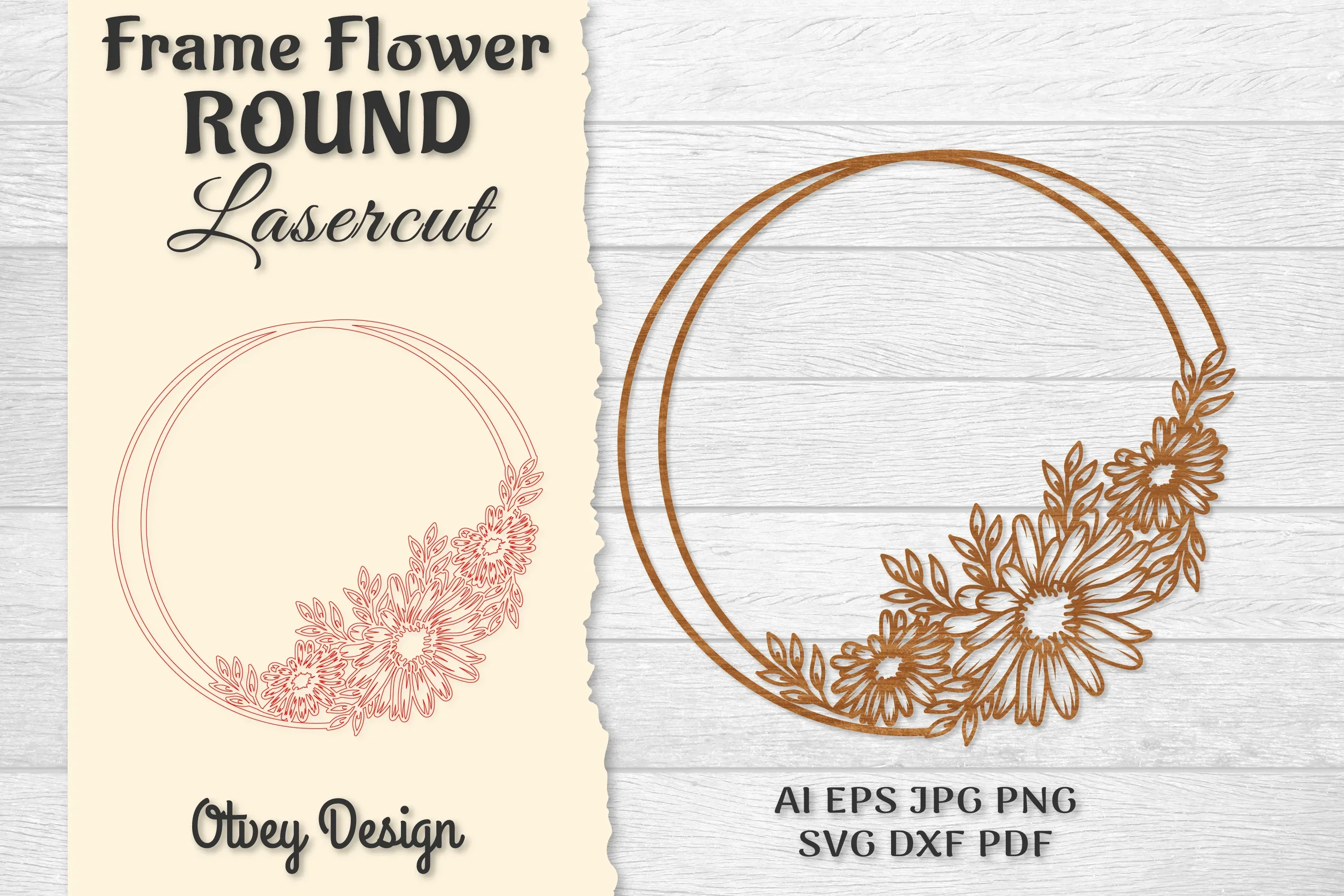 Frame Flower Round Lasercut SVG Bundle