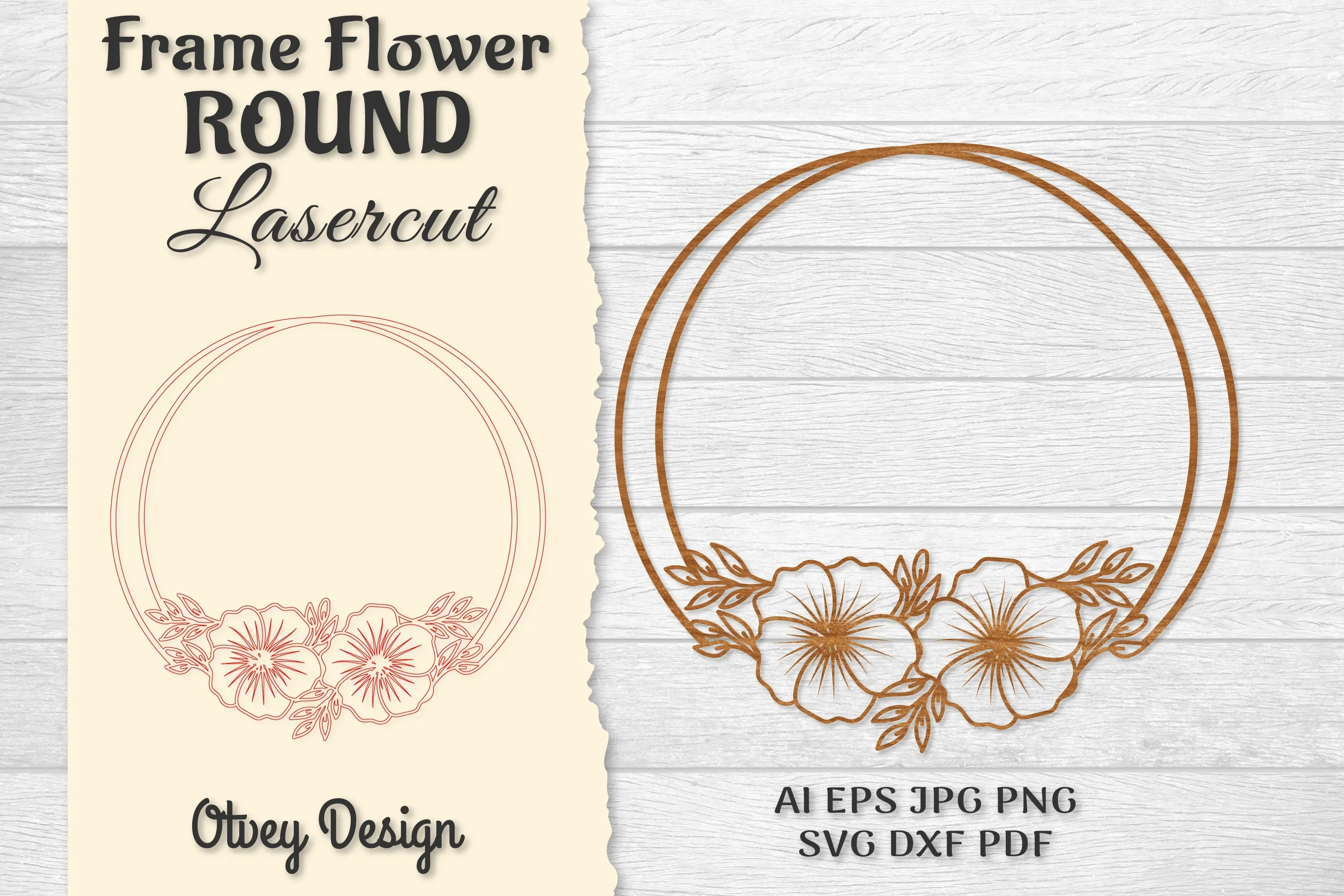 Frame Flower Round Lasercut SVG Bundle