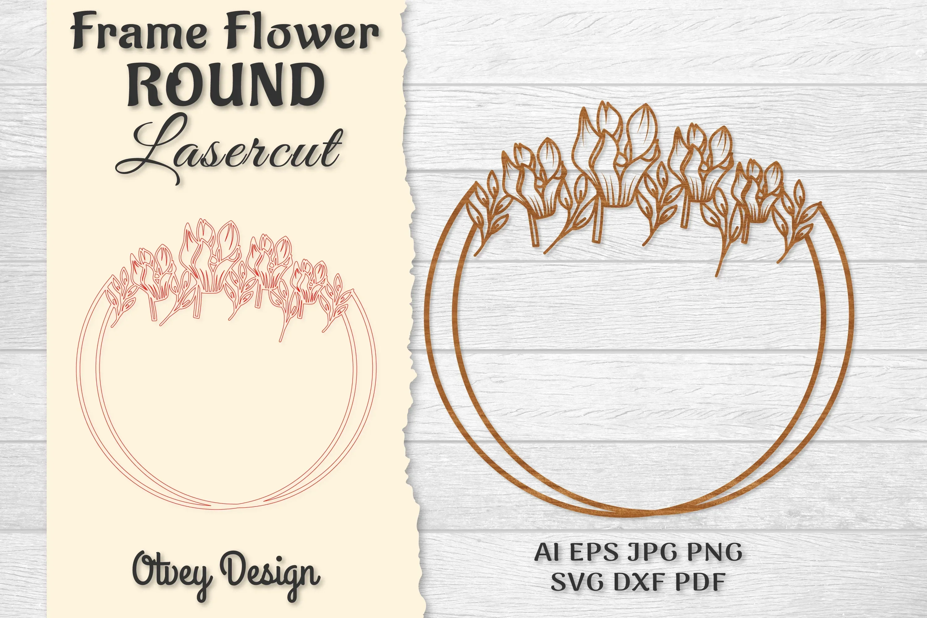 Frame Flower Round Lasercut SVG Bundle