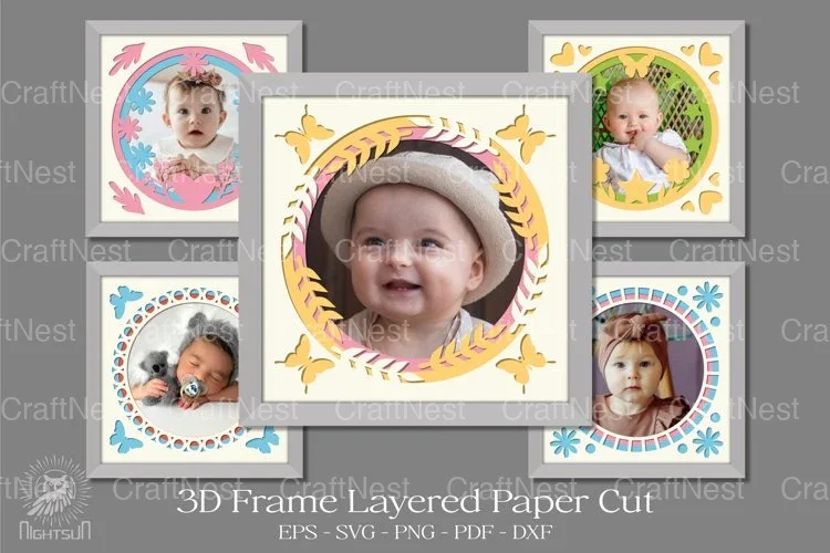 Frame Layered Paper Cut Clipart Bundle