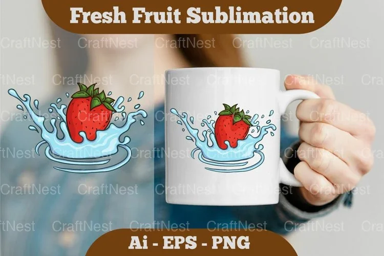 Fresh Strawberry Splash Mug Design Bundle